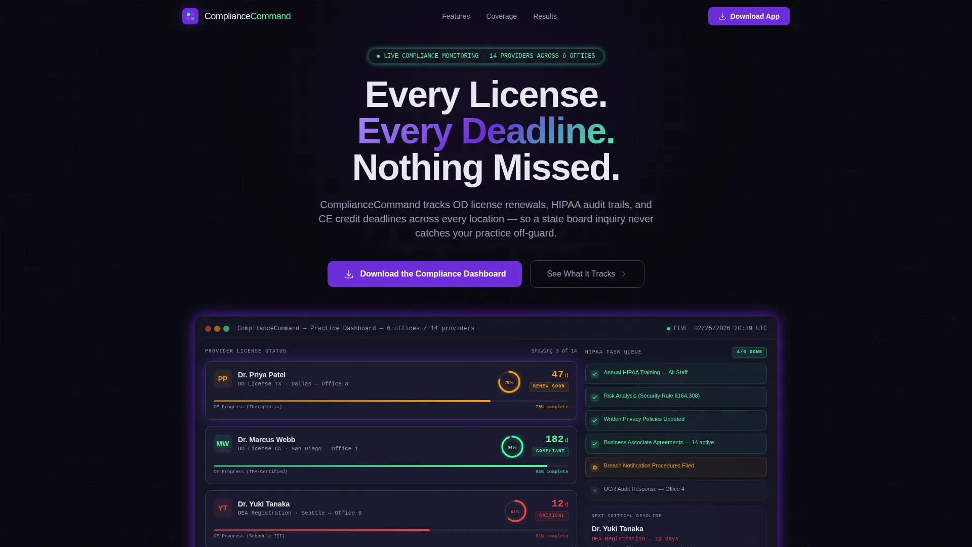 Specialist Optometry Software Privacy Policy & Terms Website Template