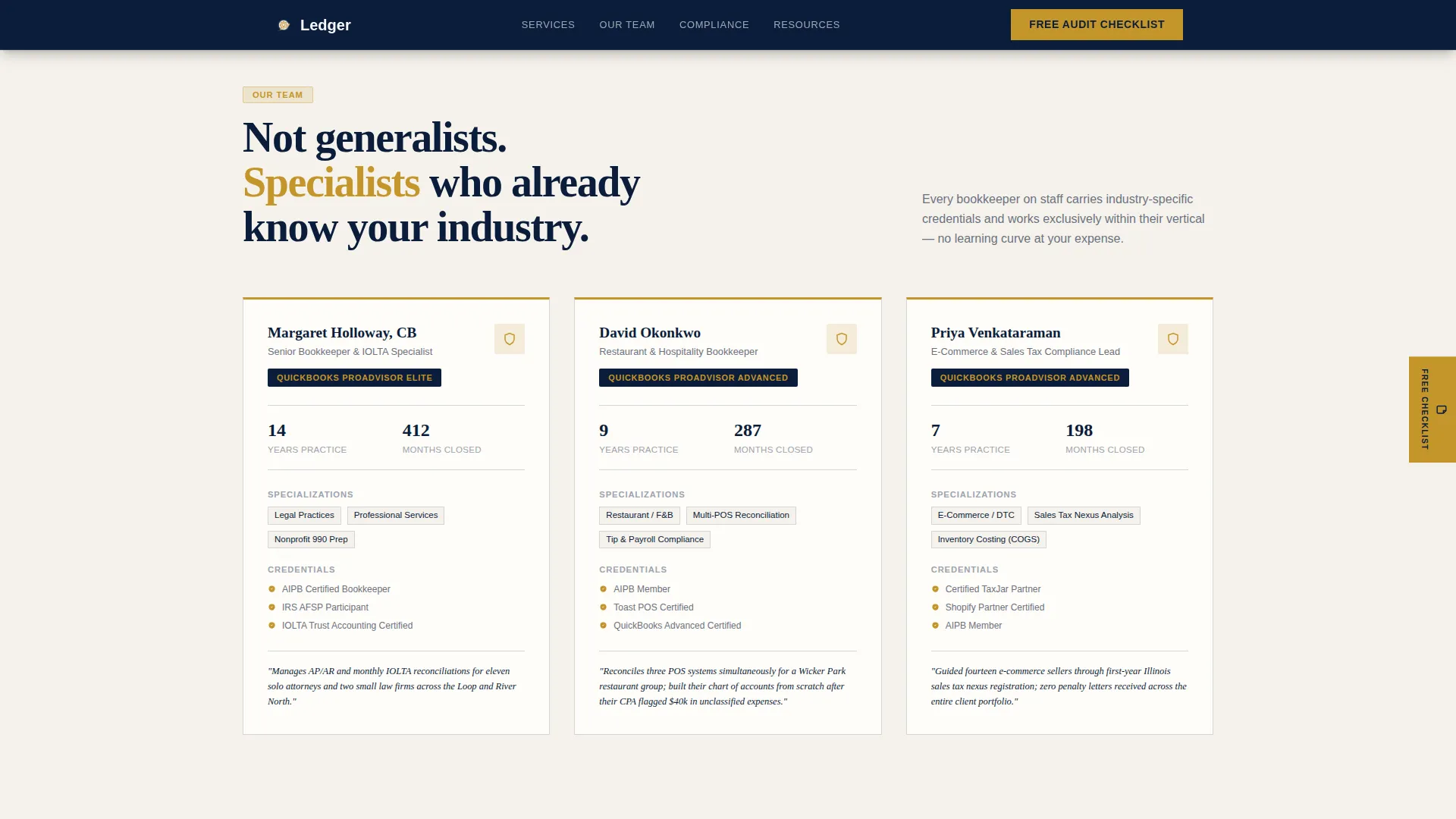 Bookkeeper Booking Website Template