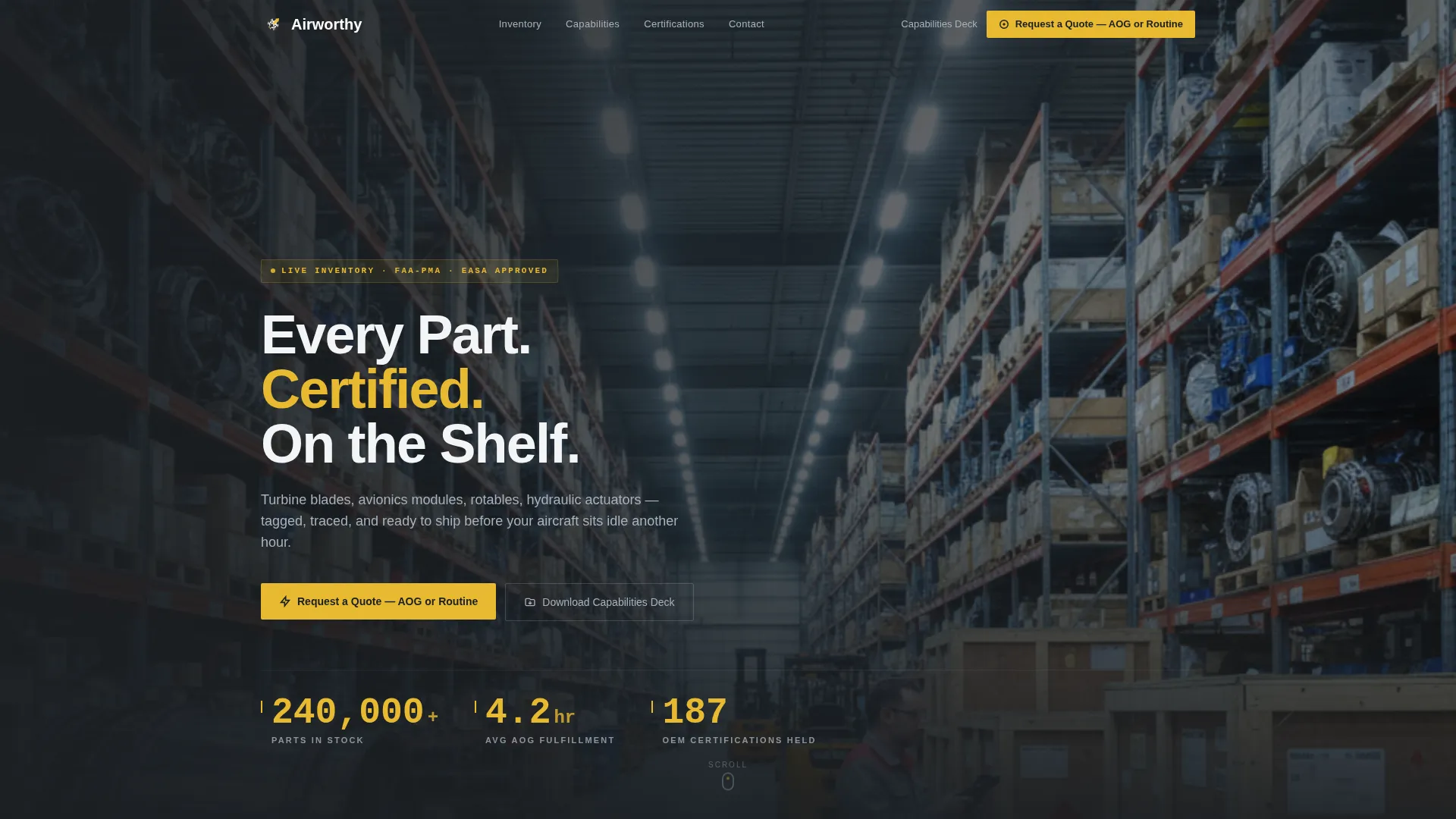 Aviation Parts Supplier Landing Page Template
