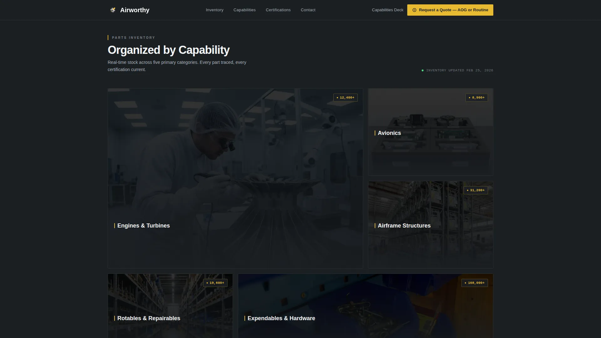 Aviation Parts Supplier Landing Page Template