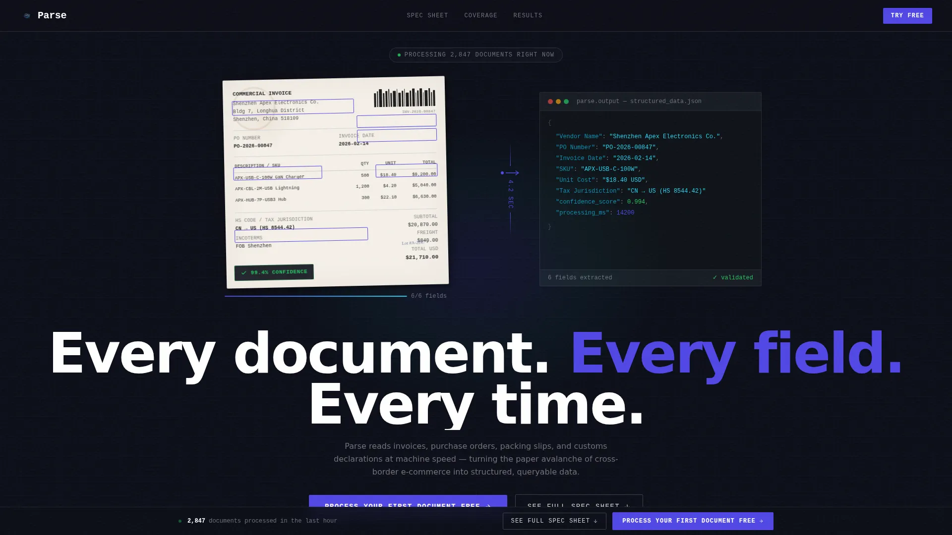 AI Document Processing Landing Page Template