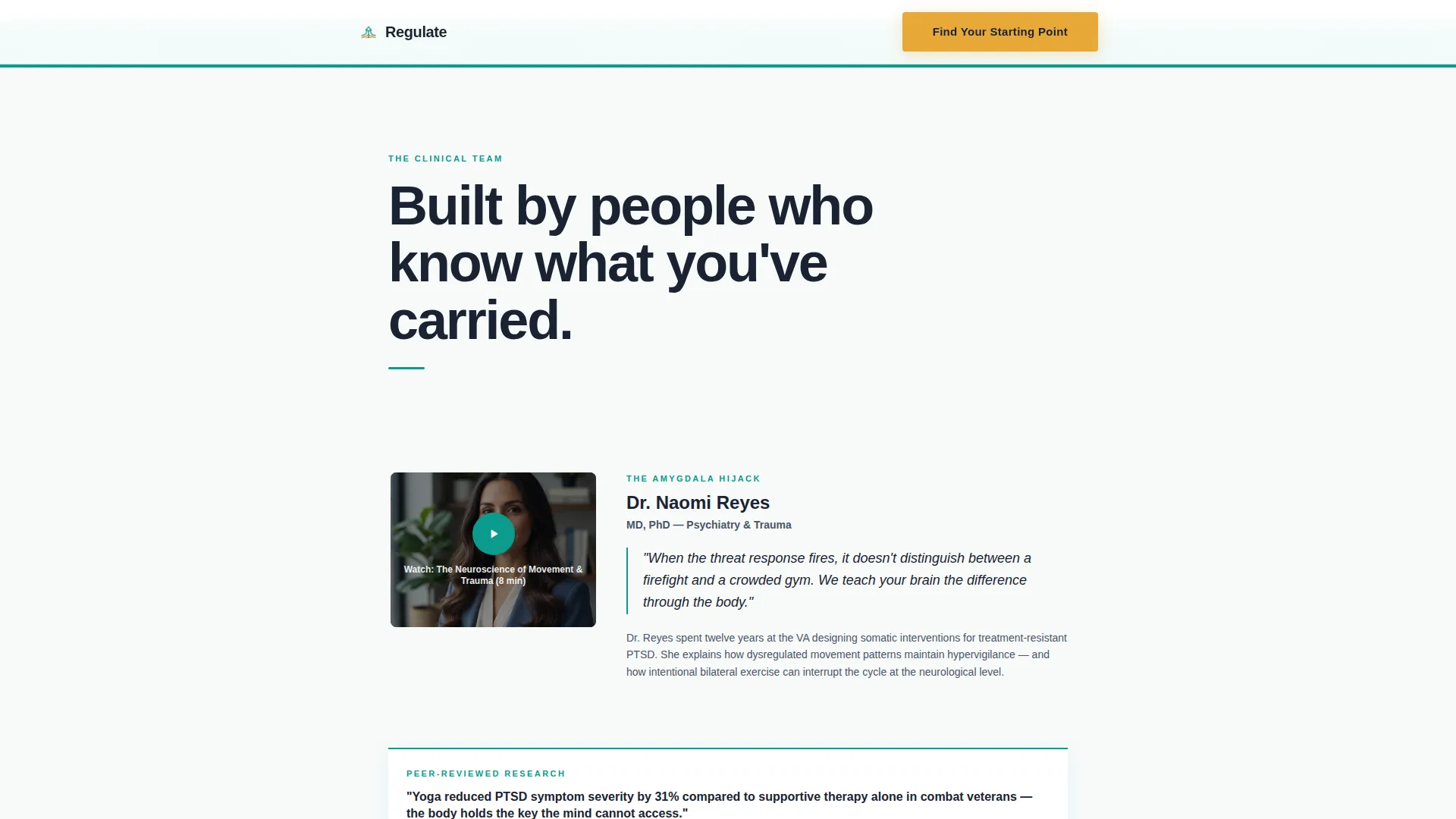 Trauma-Informed PTSD Exercise Program Landing Page
