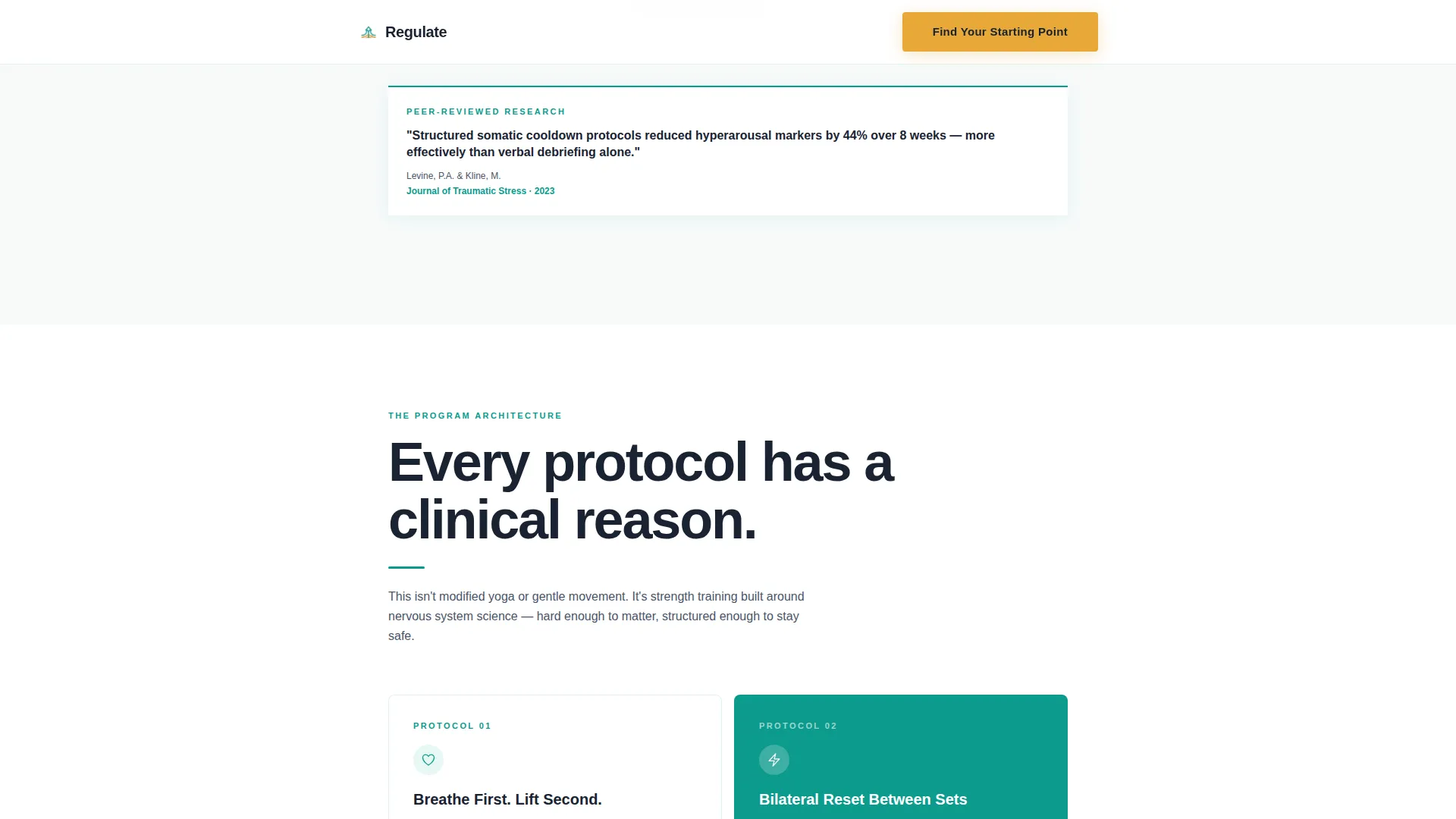 Trauma-Informed PTSD Exercise Program Landing Page