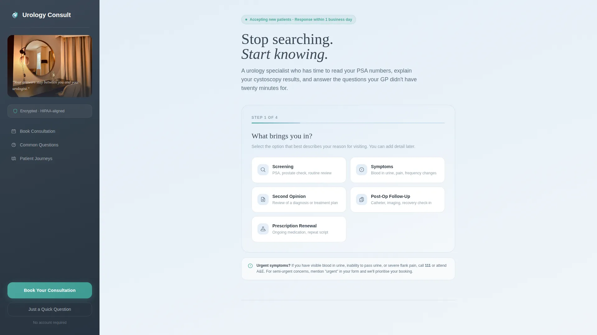 Trusted Urologist Patient Portal Landing Page