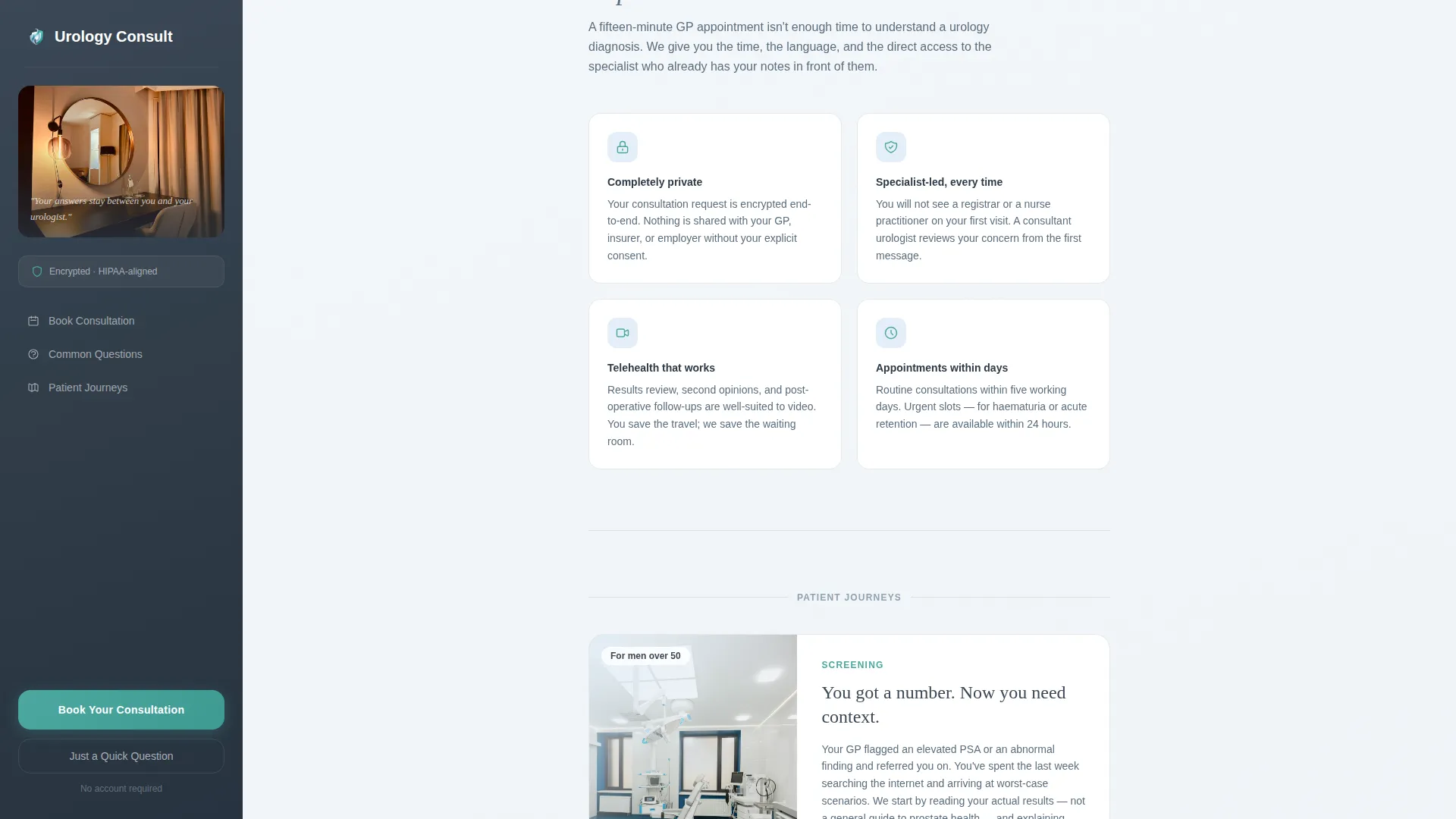 Trusted Urologist Patient Portal Landing Page