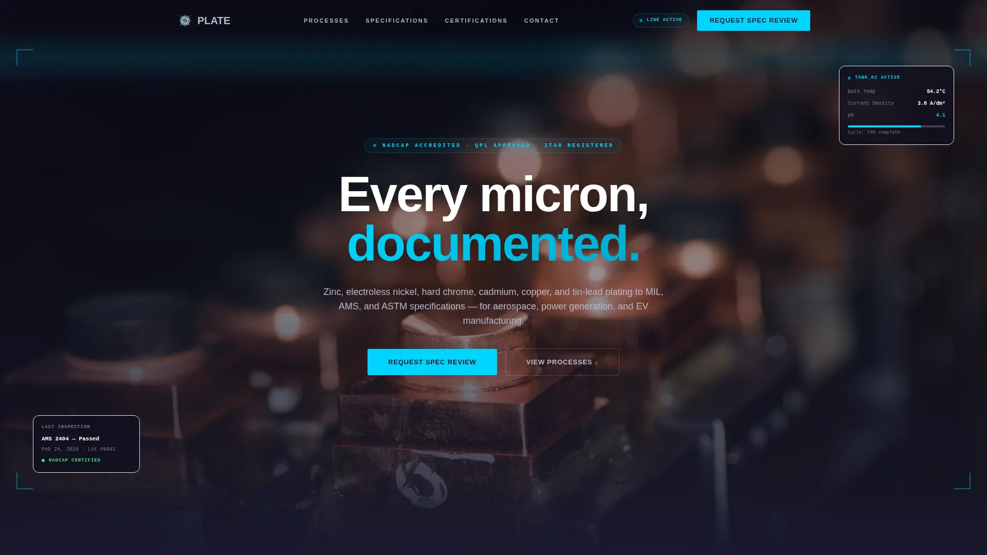 Precision Electroplating Landing Page Template