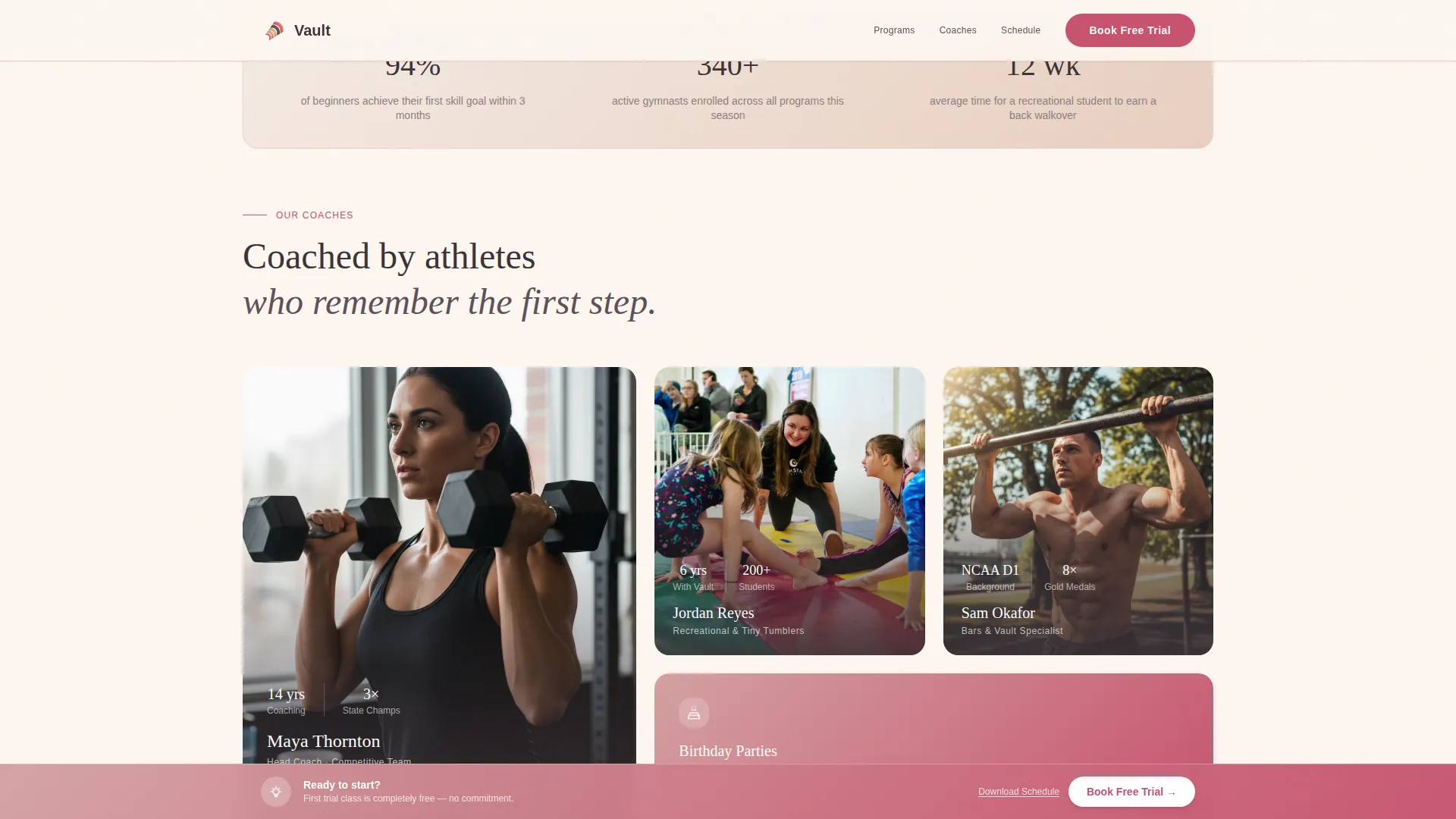 Dynamic Gymnastics Academy Landing Page Template