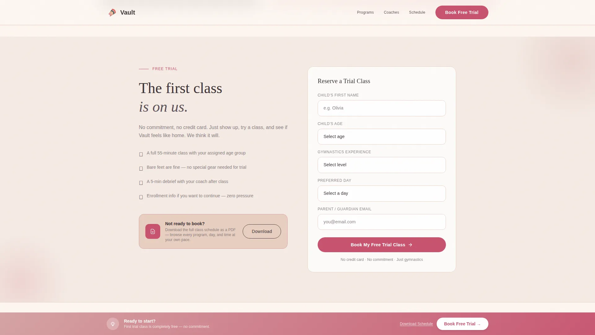 Dynamic Gymnastics Academy Landing Page Template