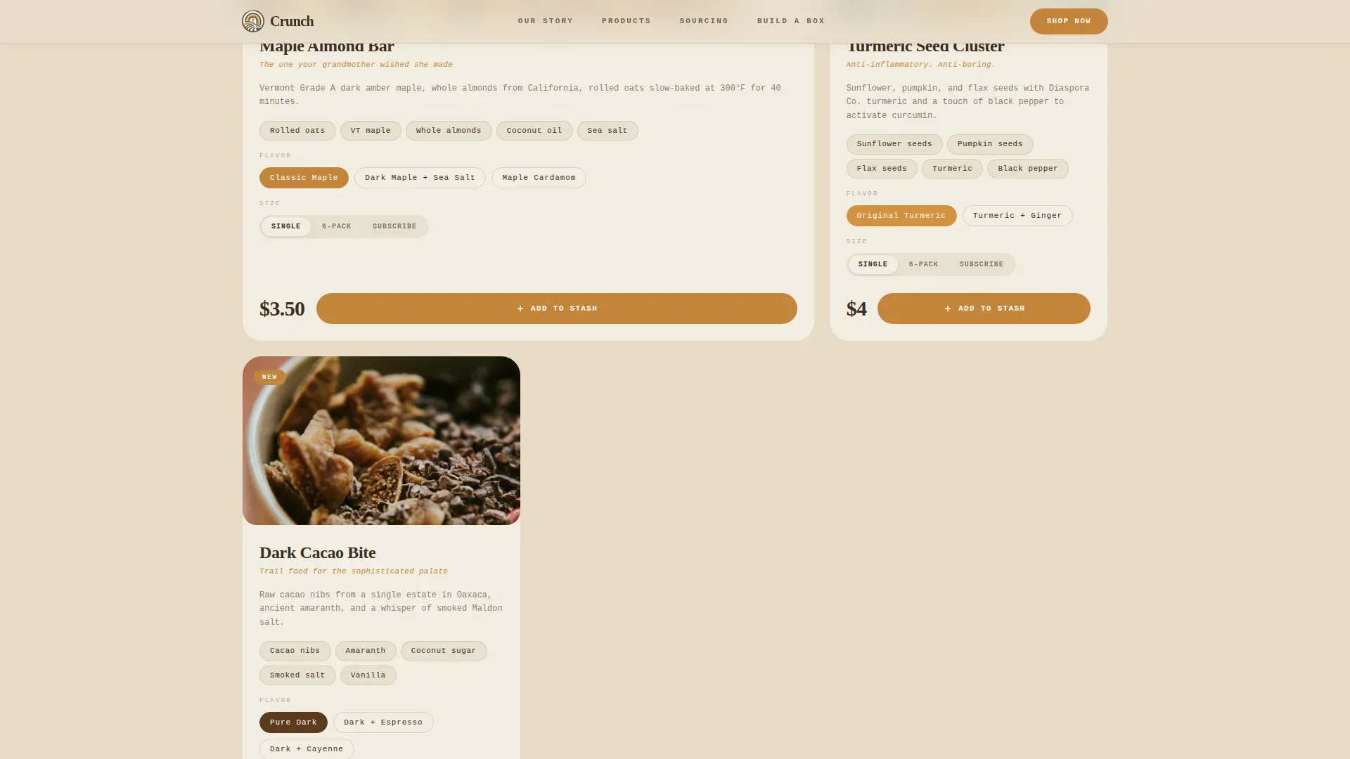 Craft Snack Brand Landing Page Template