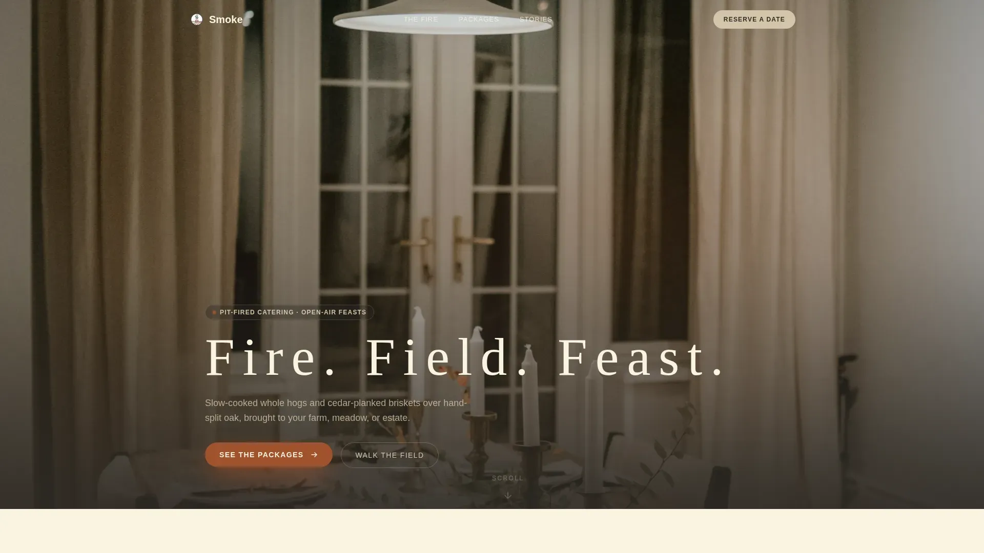 Pit-Fired Outdoor BBQ Catering Landing Page Template