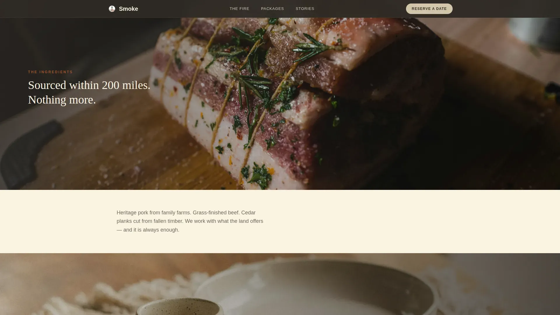Pit-Fired Outdoor BBQ Catering Landing Page Template