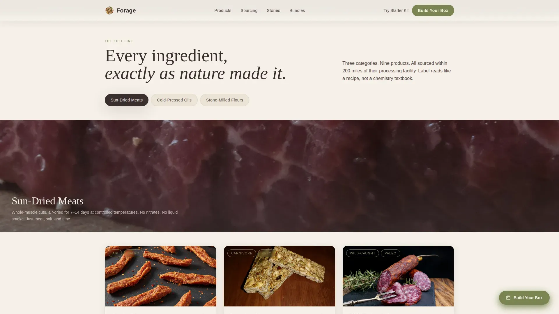 Primal Food Brand Landing Page Template