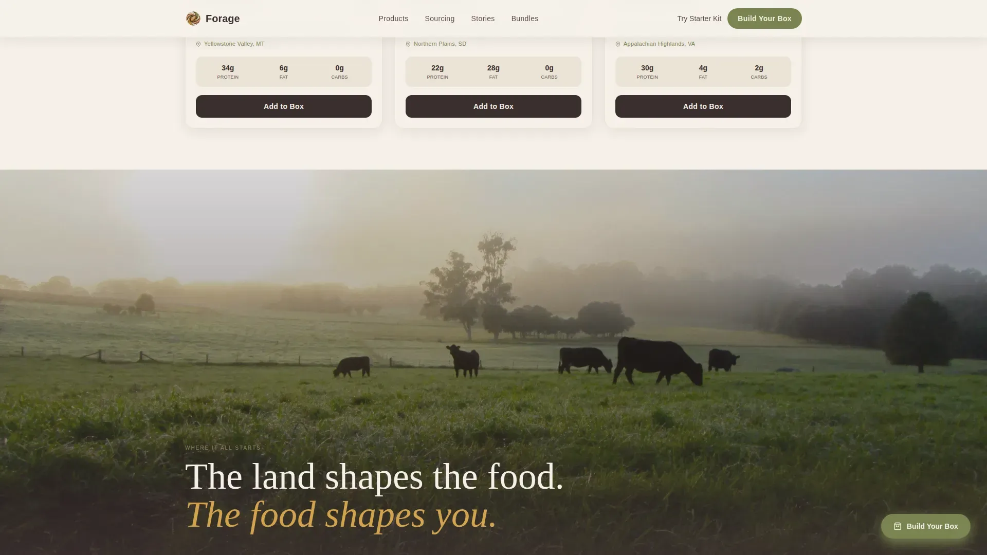 Primal Food Brand Landing Page Template