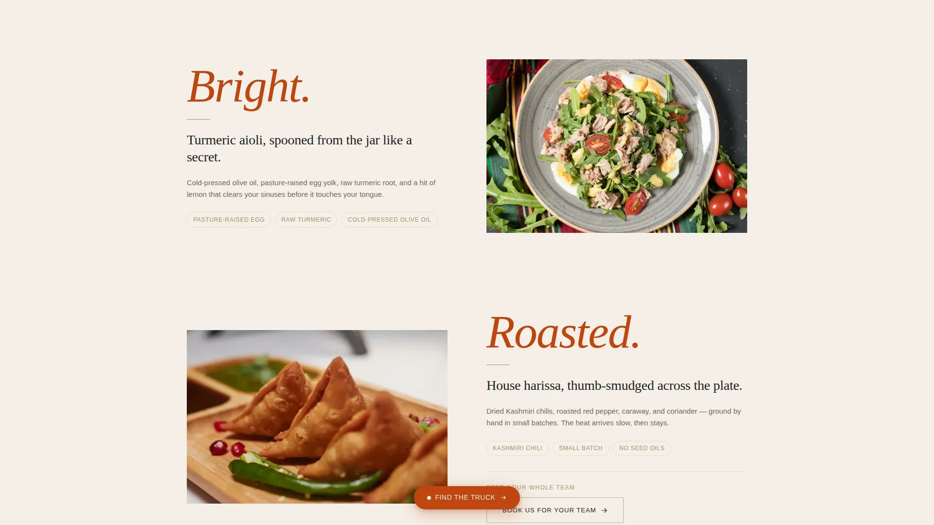 Wholesome Food Truck Landing Page Template