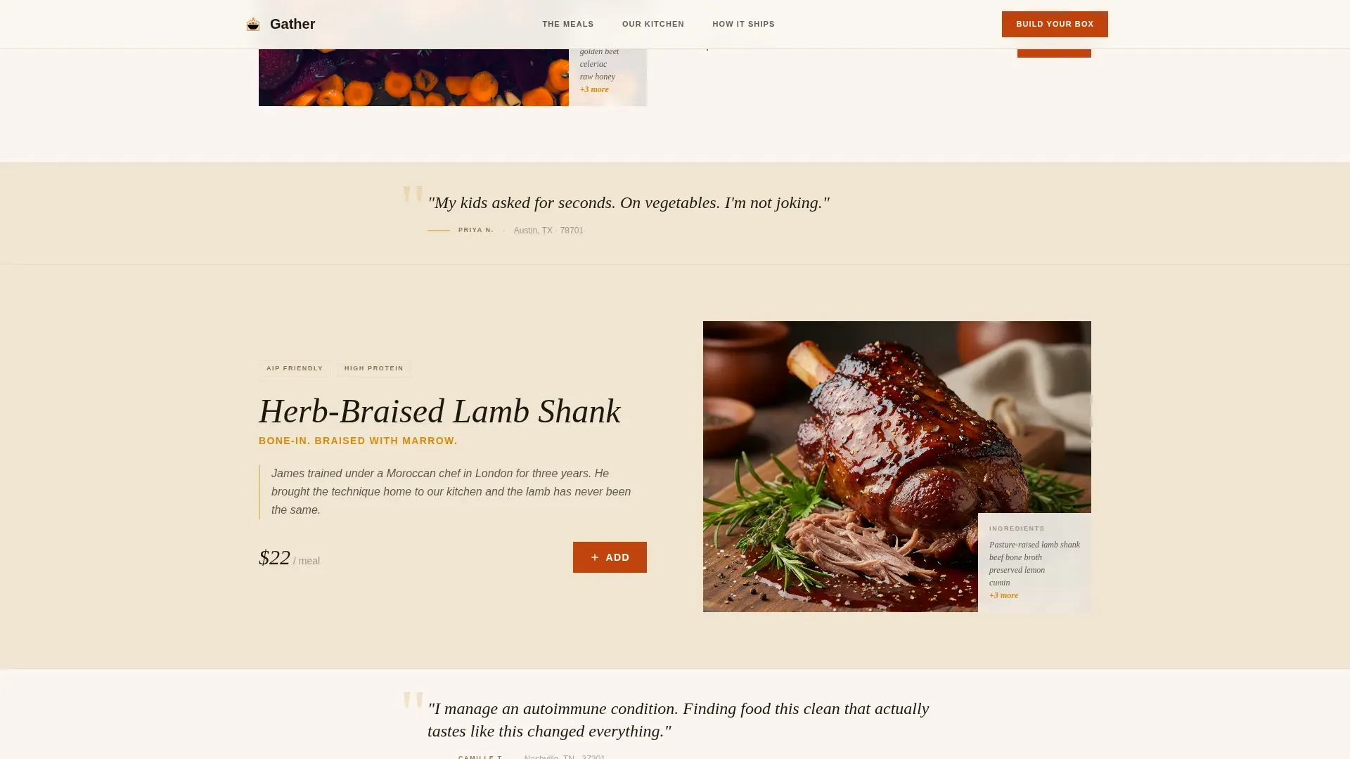 Artisan Frozen Food Landing Page Template