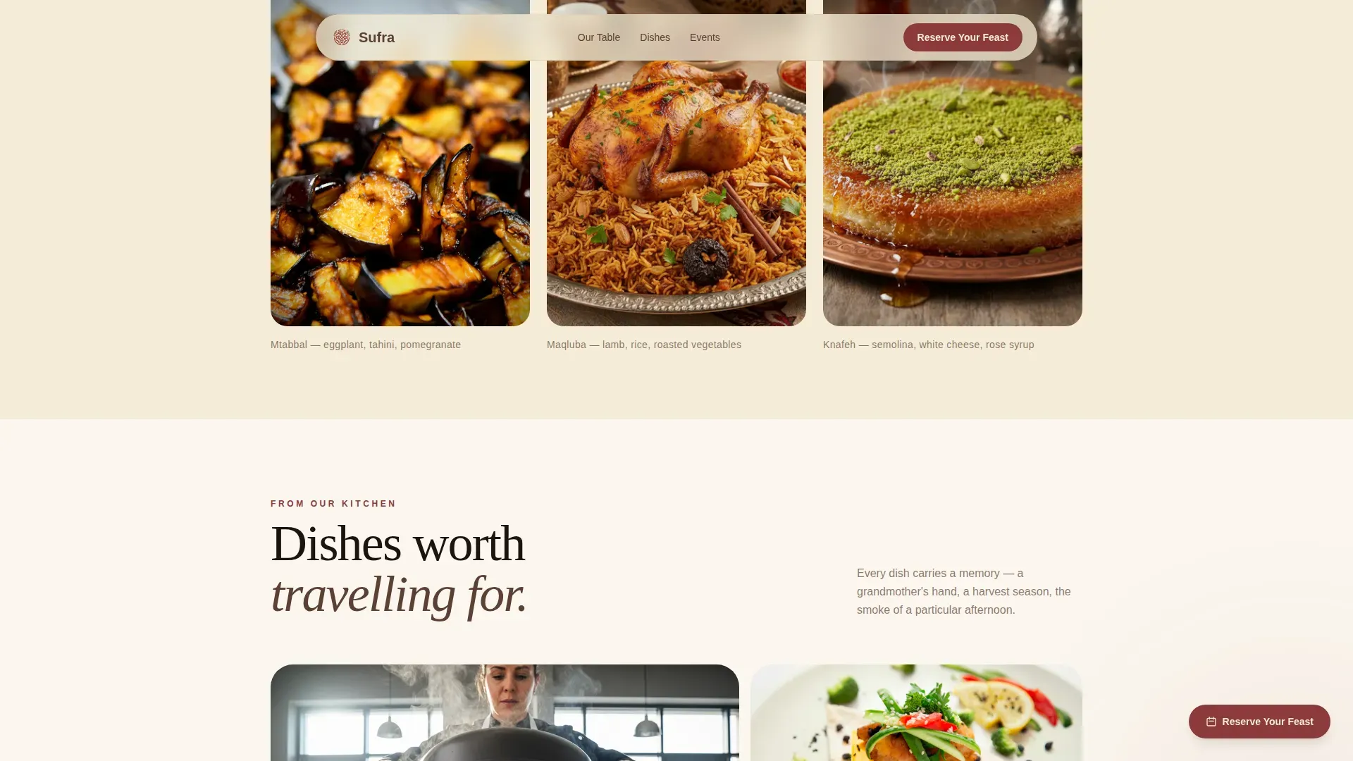 Middle Eastern Cuisine & Dining Expert Booking Website Template