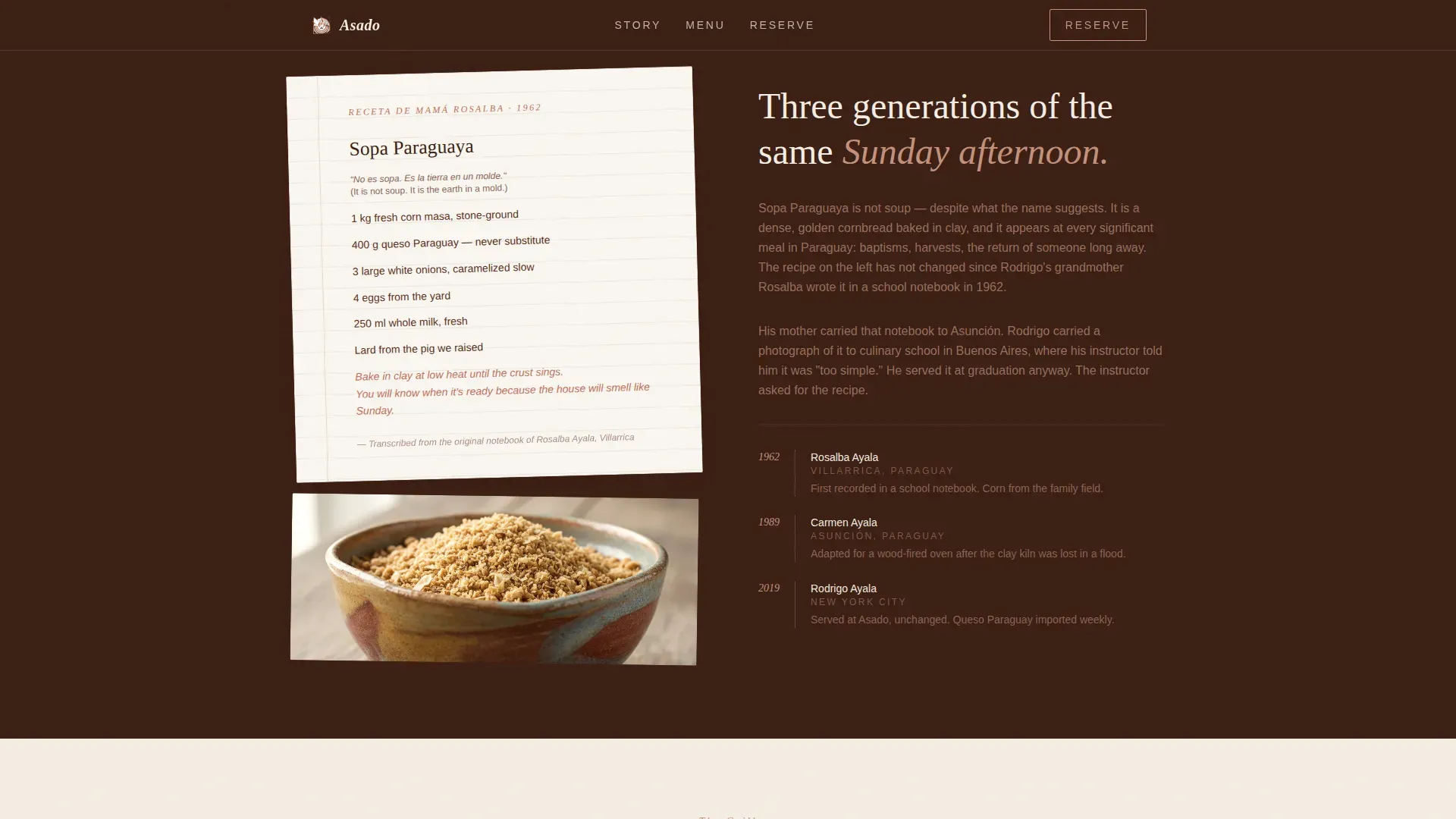 Authentic Paraguayan Restaurant Landing Page Template
