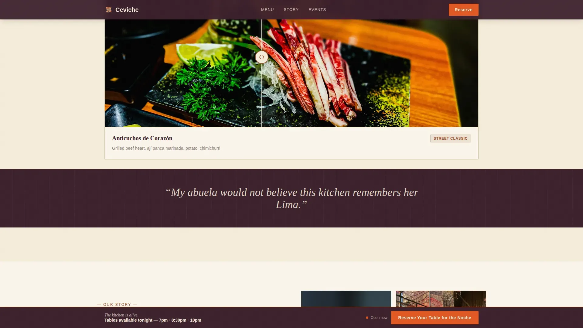 Premium Peruvian Restaurant Landing Page Template