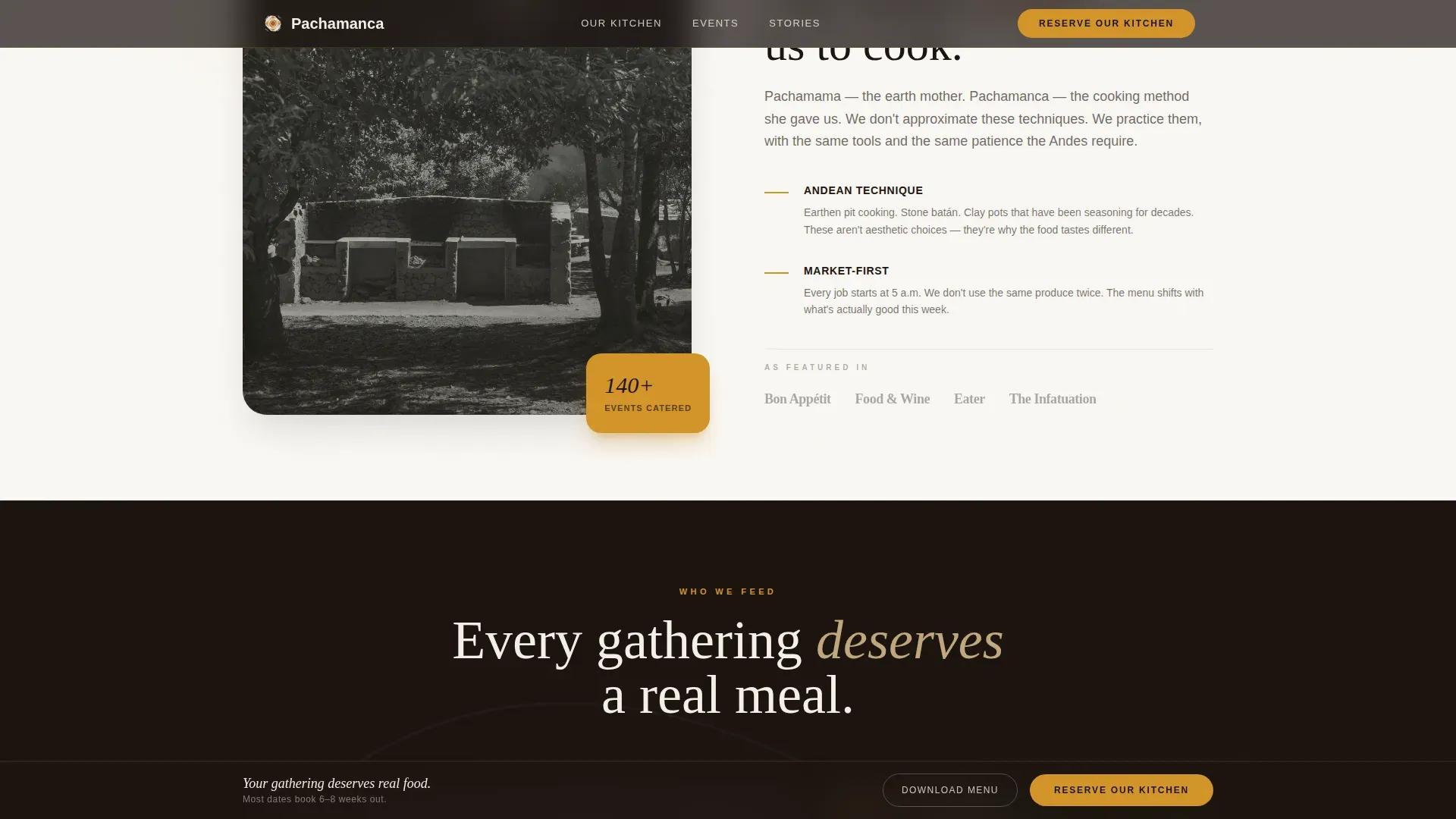 Bespoke Peruvian Catering Landing Page Template