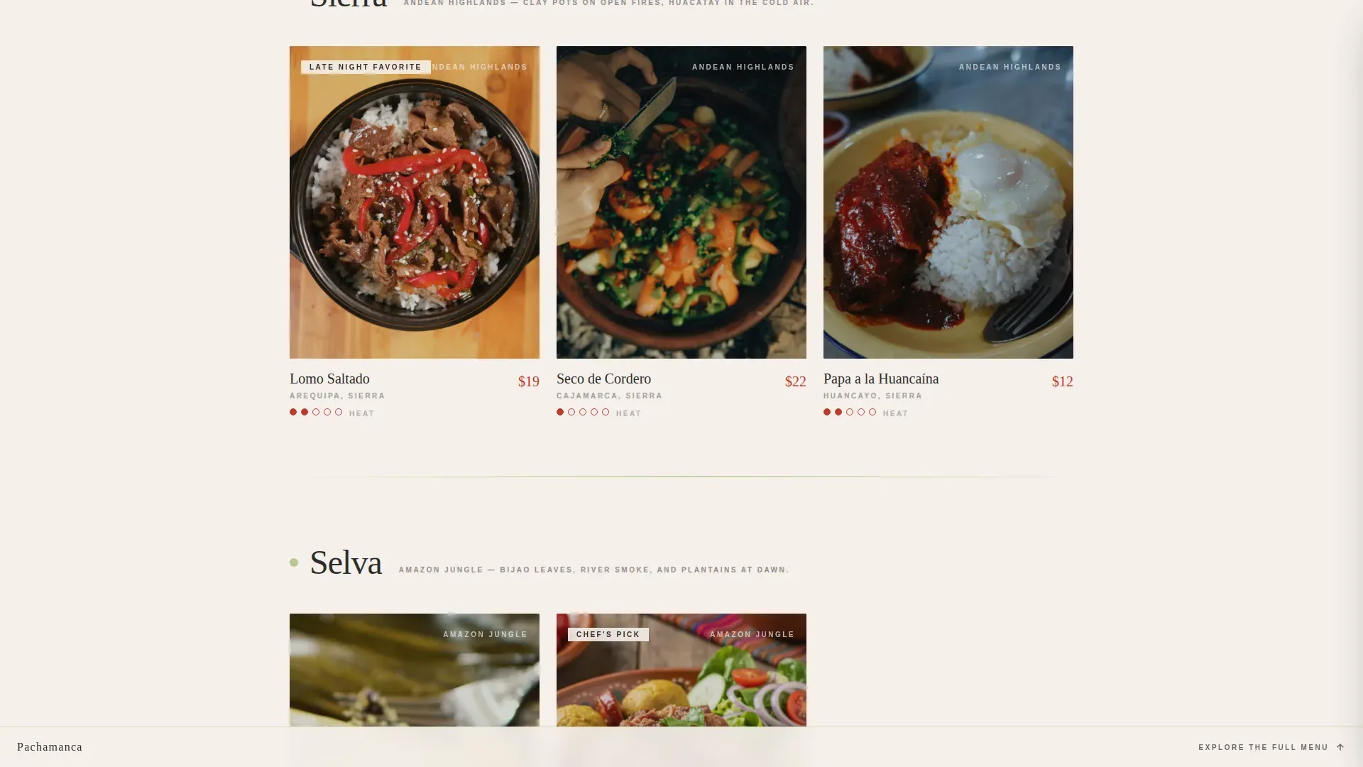Signature Peruvian Kitchen Landing Page Template