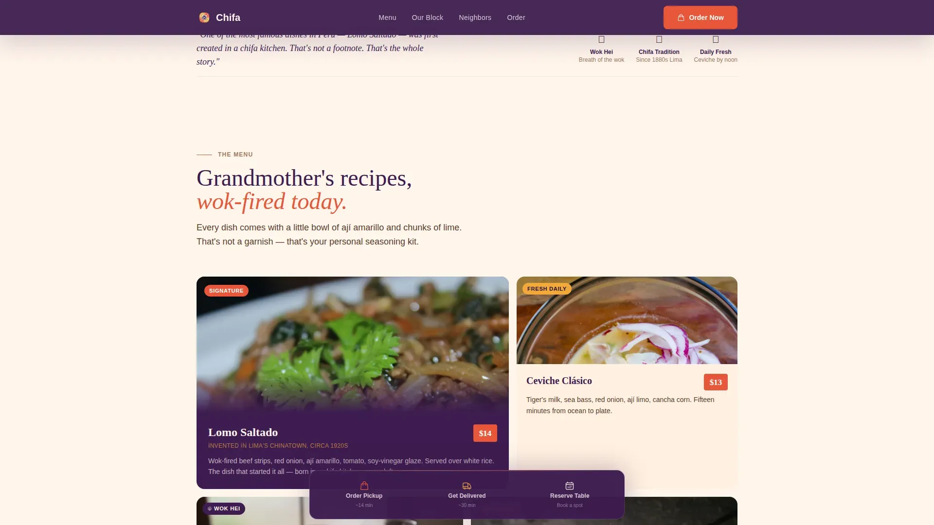 Artisanal Peruvian Bistro Landing Page Template