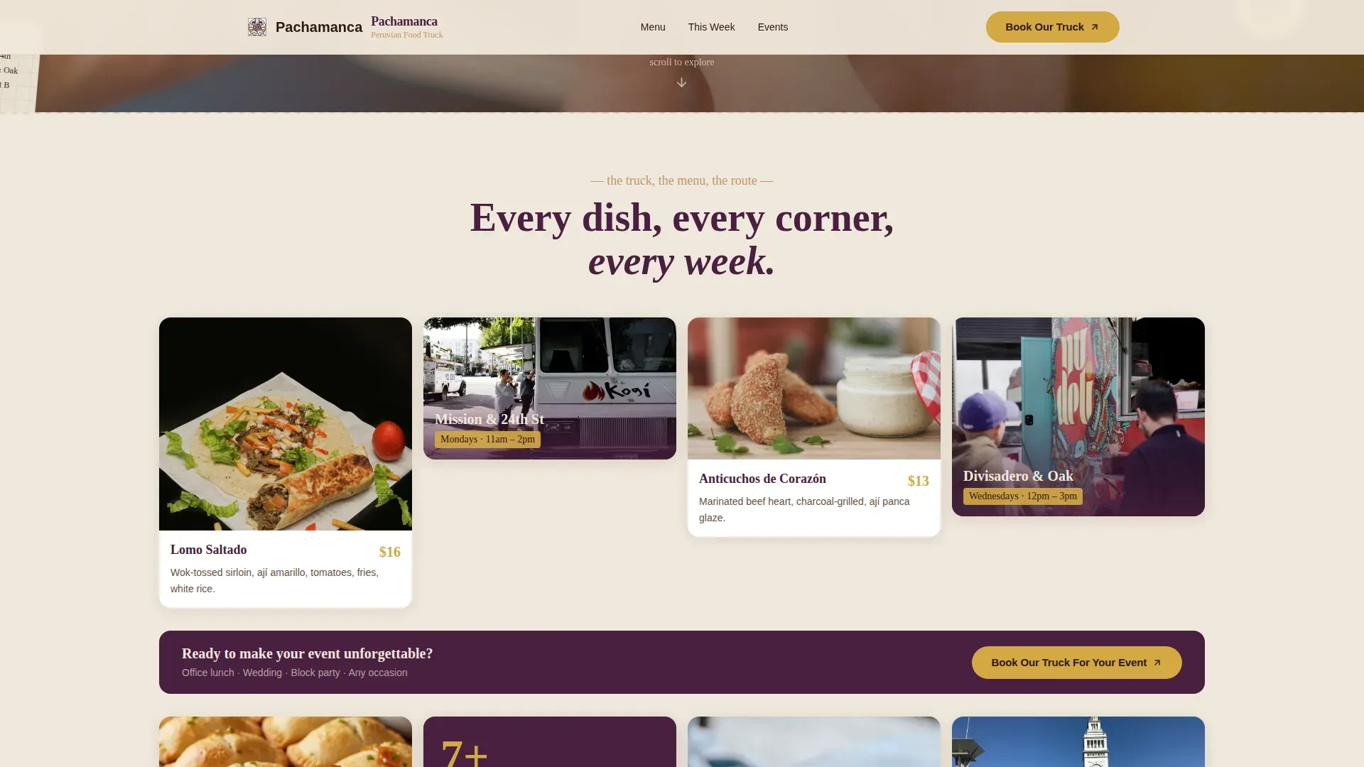 Gourmet Food Truck Landing Page Template
