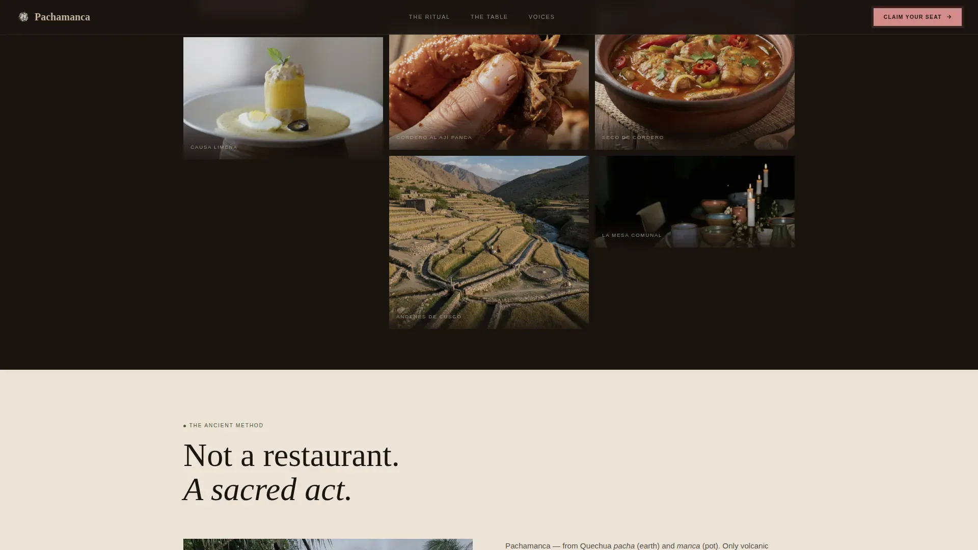 Experiential Supper Club Landing Page Template