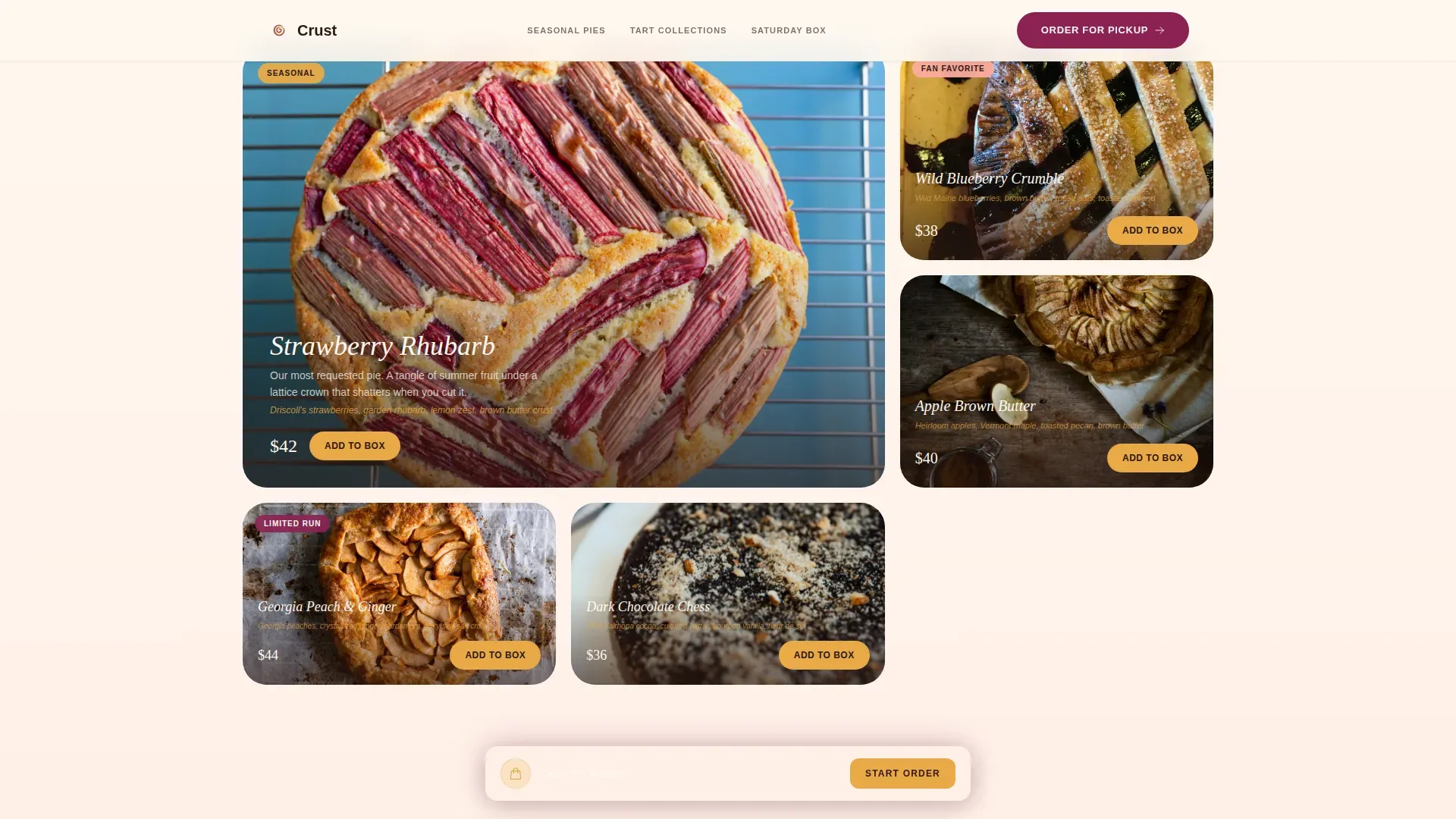 Artisan Pie & Tart Shop Order Website Template