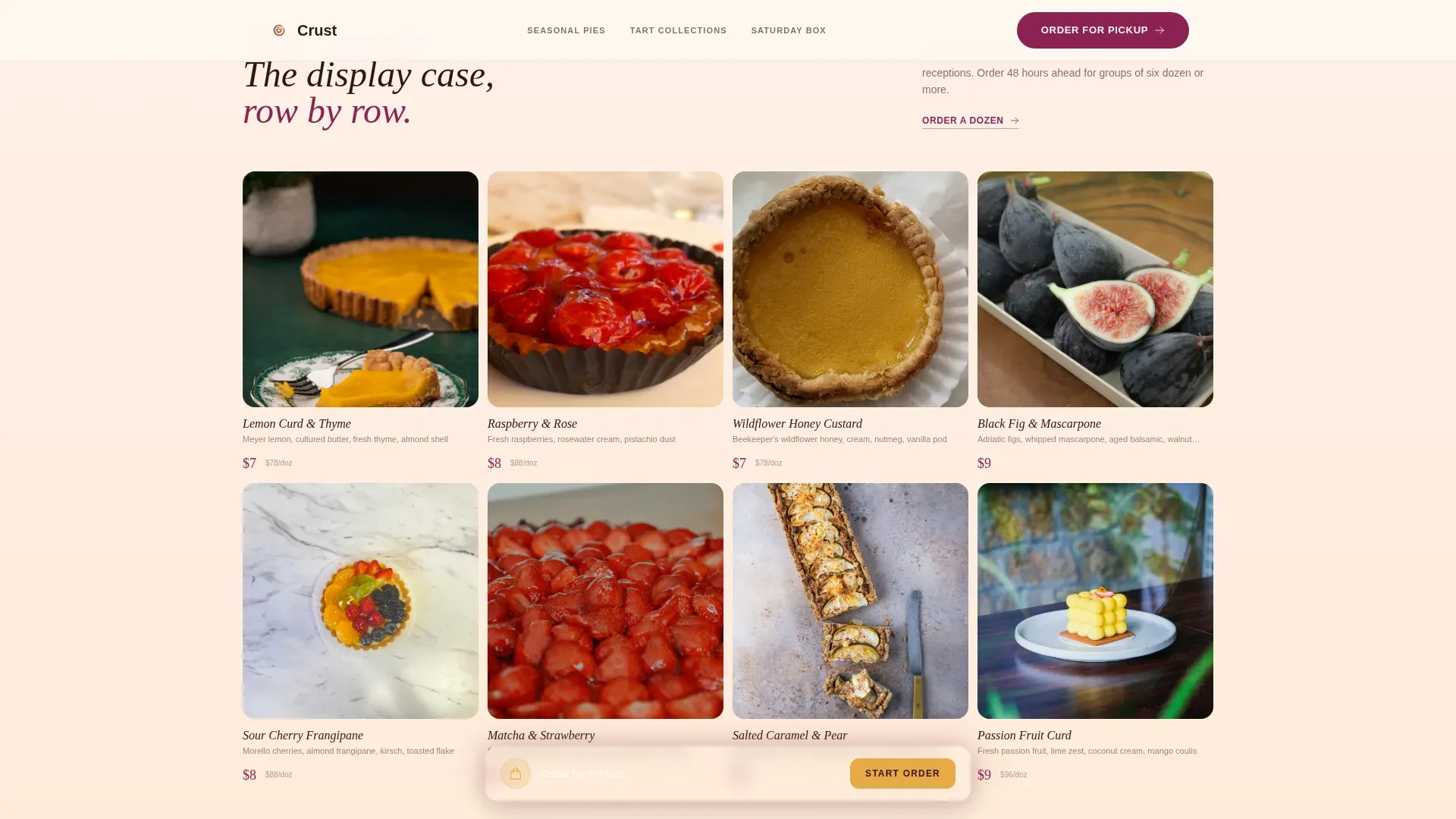 Artisan Pie & Tart Shop Order Website Template