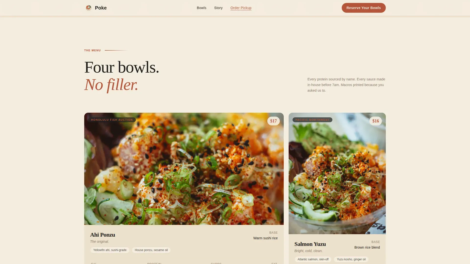 Artisan Bowl Bar Landing Page Template