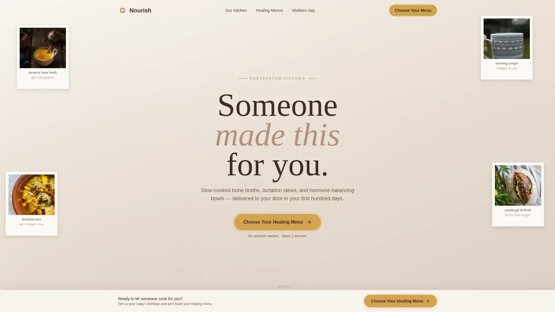 Postpartum Meal Subscription Landing Page Template