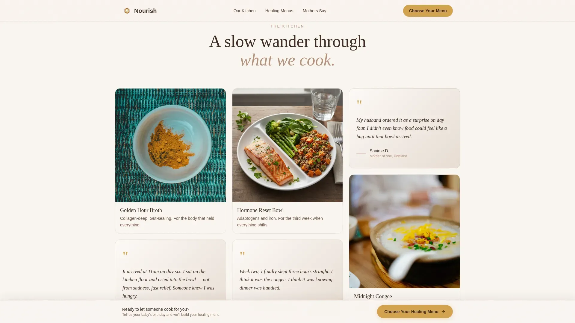 Postpartum Meal Subscription Landing Page Template