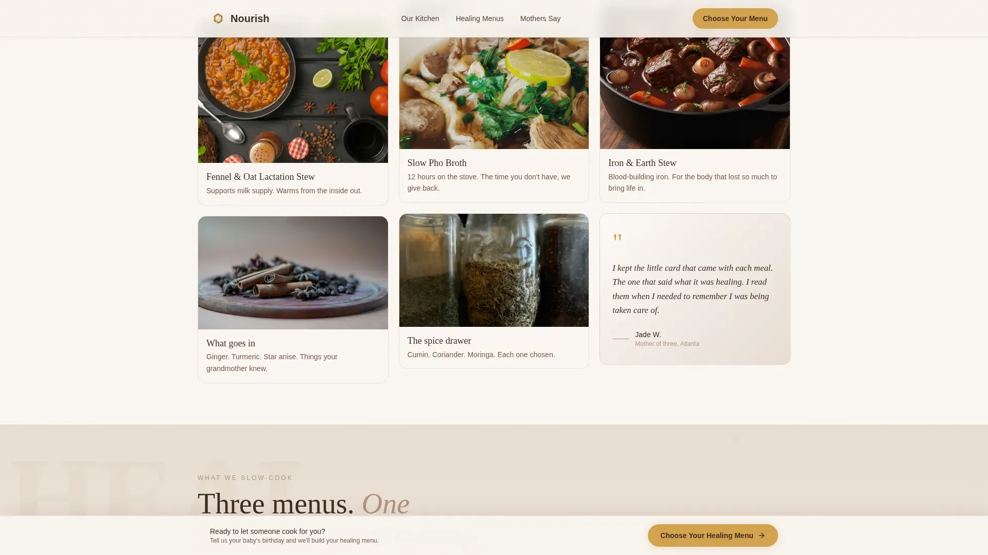 Postpartum Meal Subscription Landing Page Template