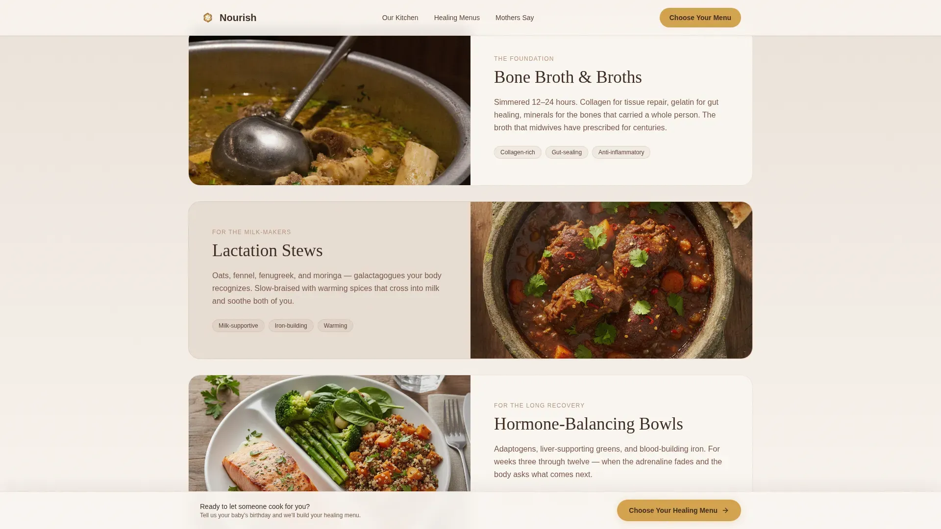 Postpartum Meal Subscription Landing Page Template