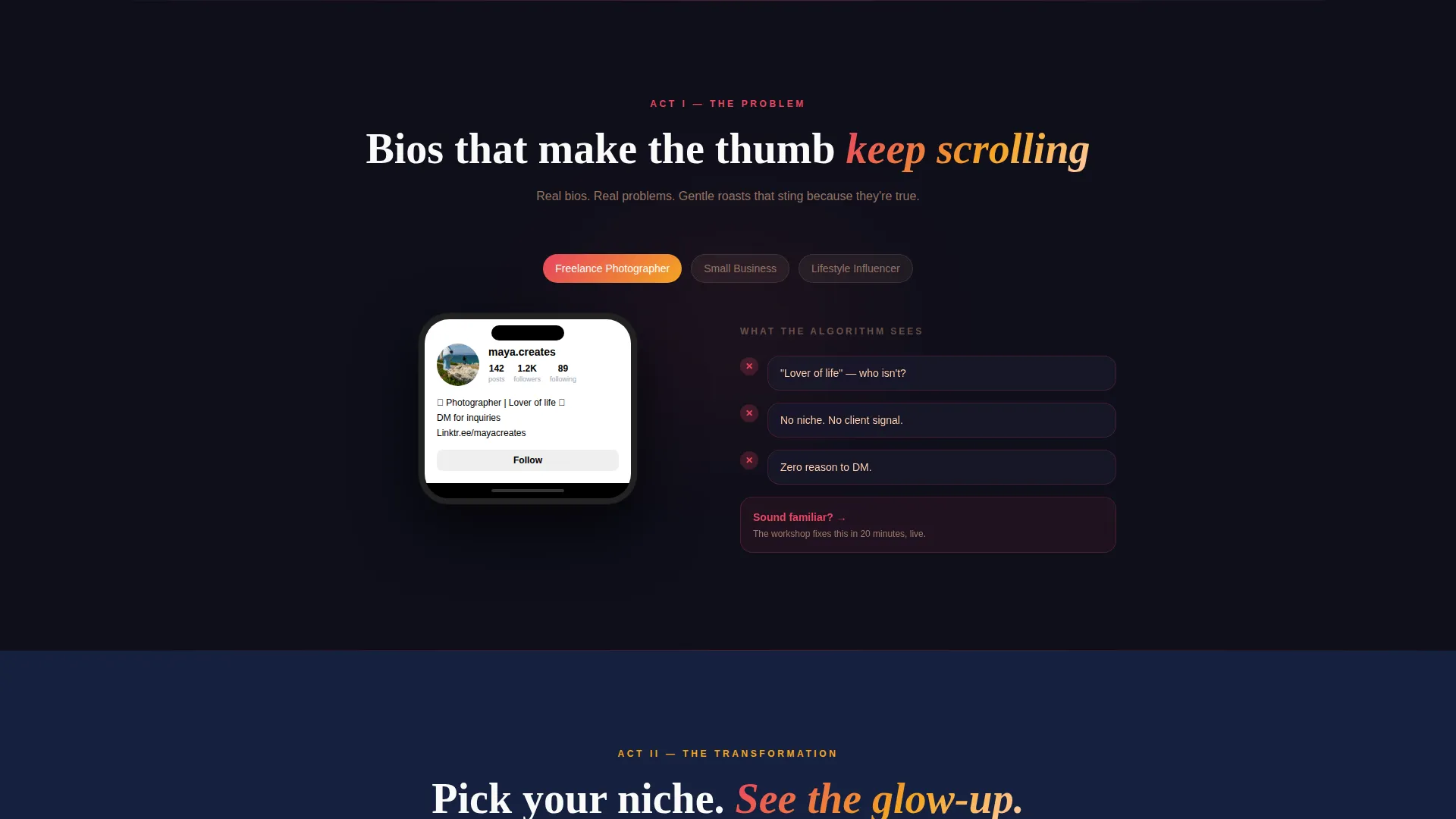 Instagram Bio Landing Page Template