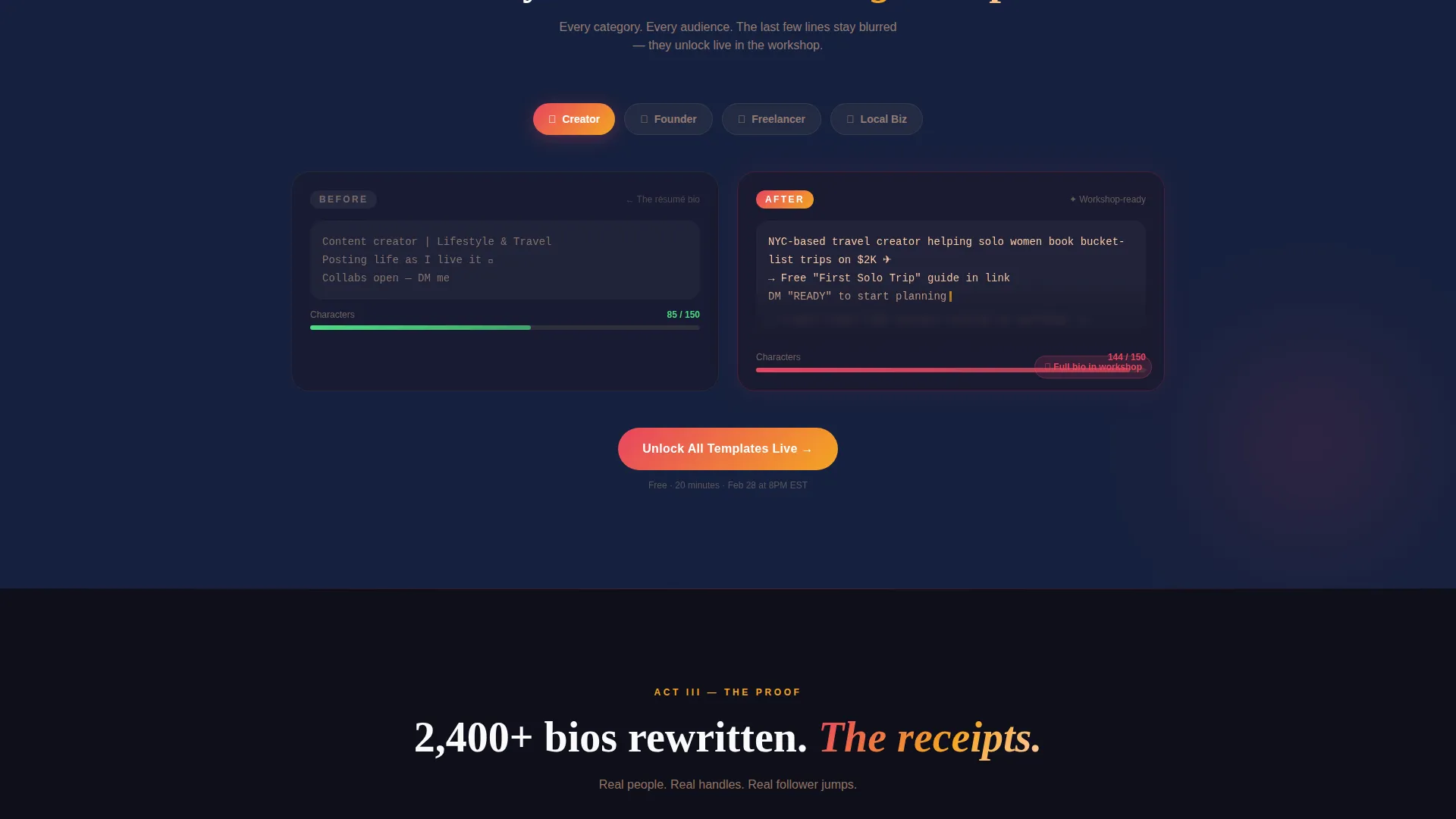 Instagram Bio Landing Page Template