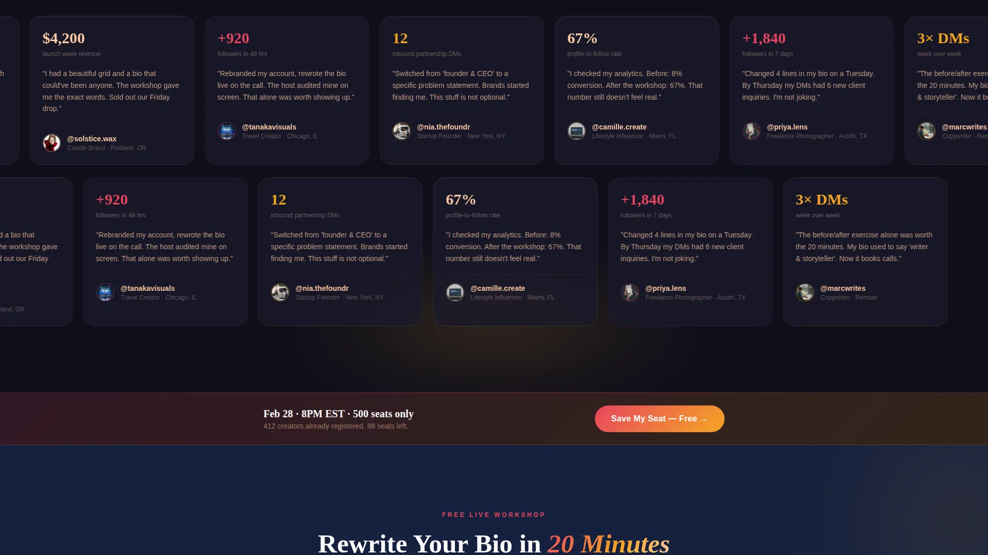 Instagram Bio Landing Page Template