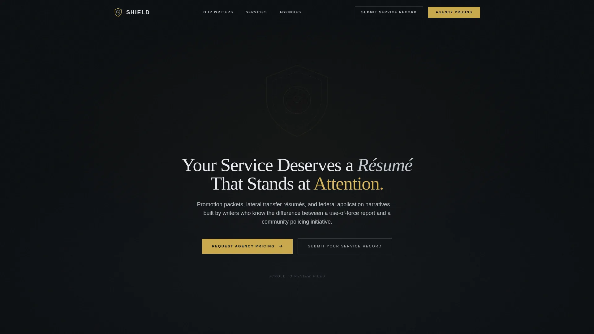 Police Officer Professional Résumé Landing Page