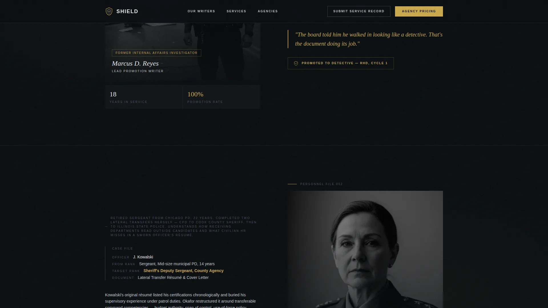 Police Officer Professional Résumé Landing Page