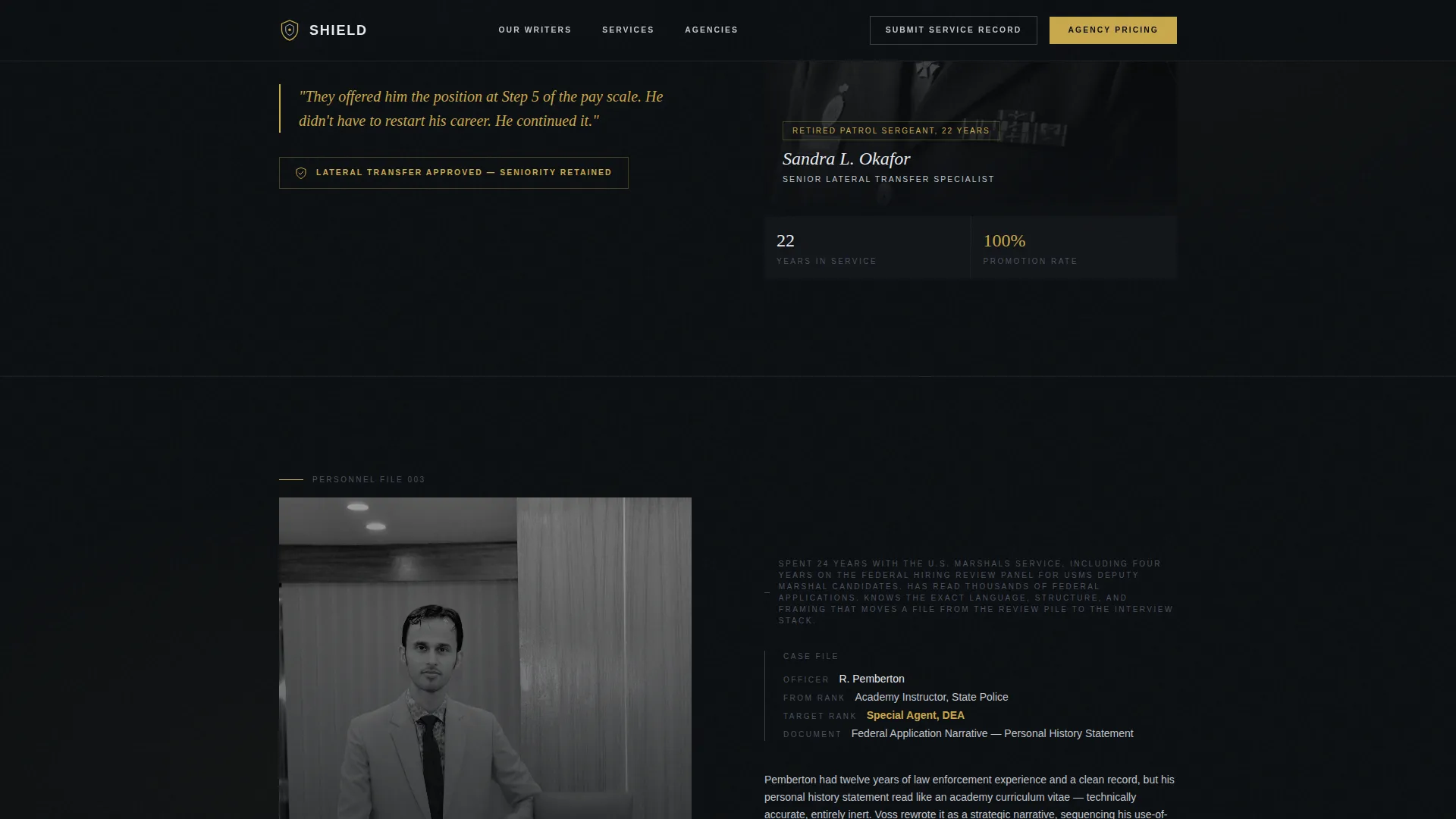 Police Officer Professional Résumé Landing Page
