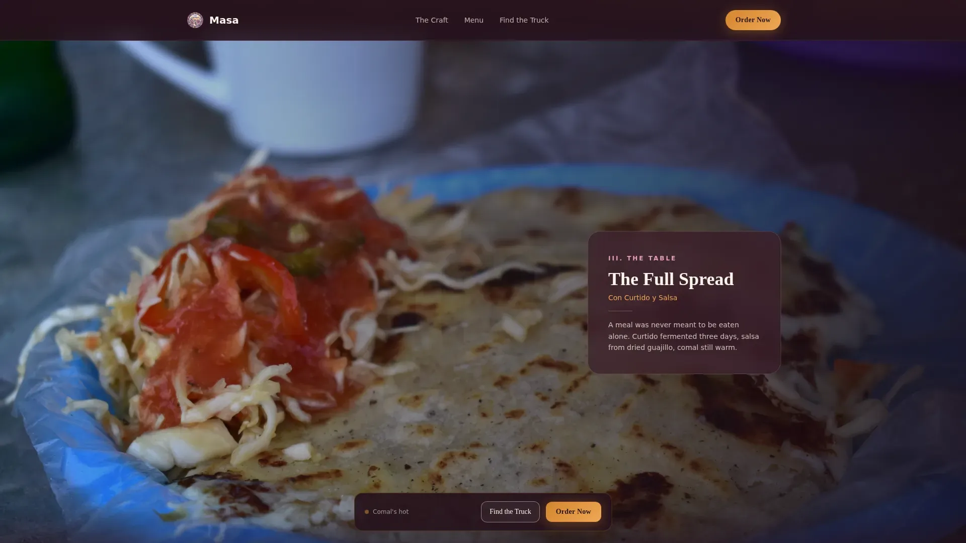 Authentic Pupuseria Craft | Free Website Template | Rocket