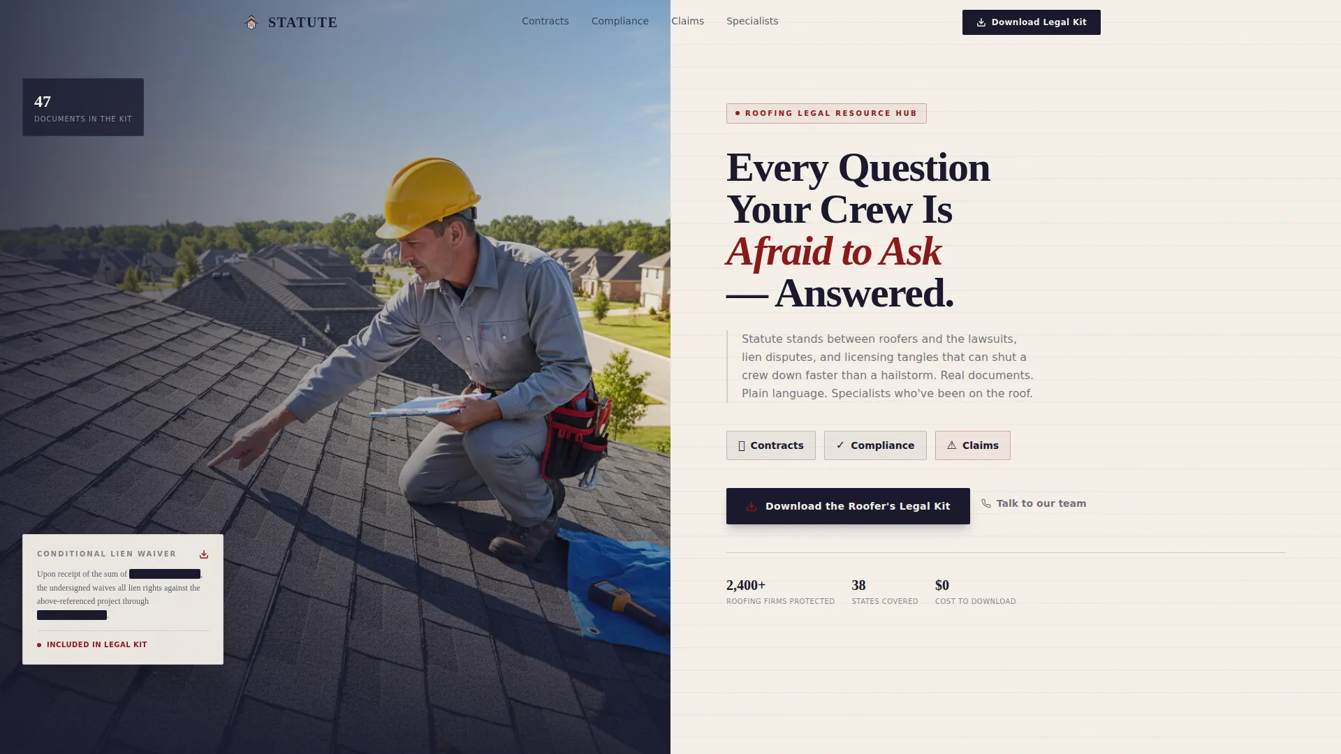 Authoritative Roofing Contractor Landing Page Template