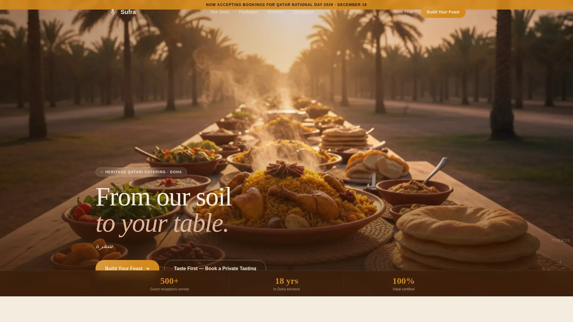Qatari Catering Landing Page Template | Agrarian Root