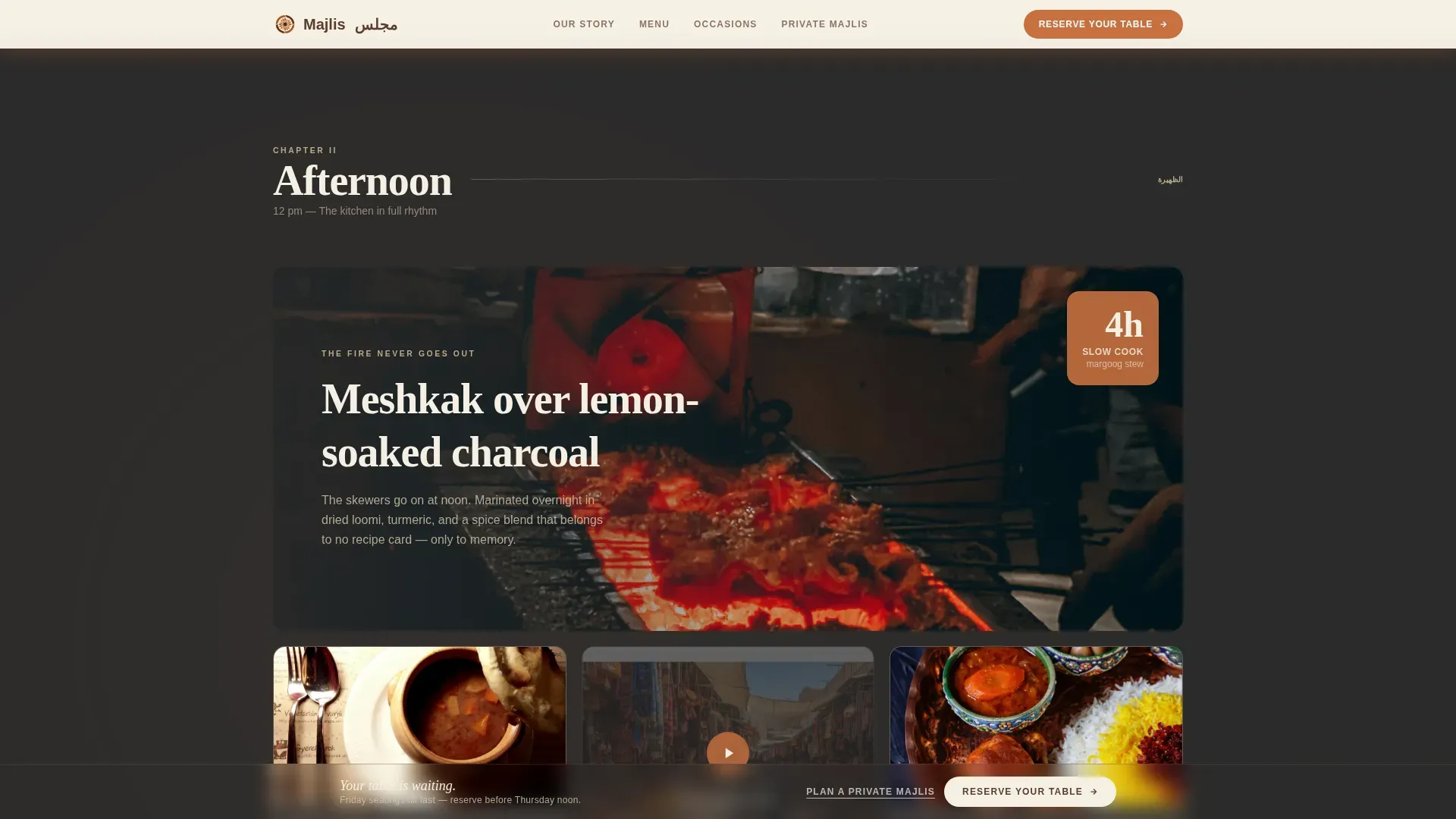 Warm Artisan Qatari Restaurant Landing Page Template