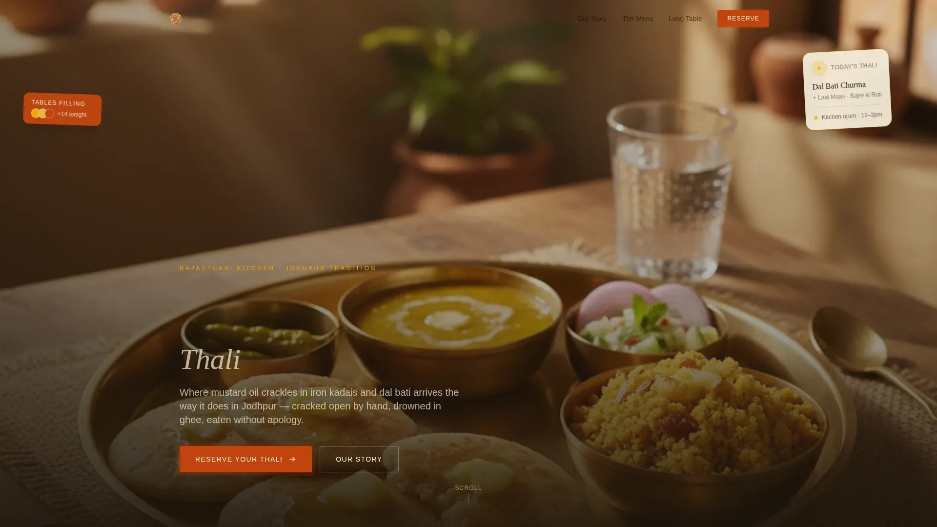 Rajasthani Restaurant Reservation Landing Page Template
