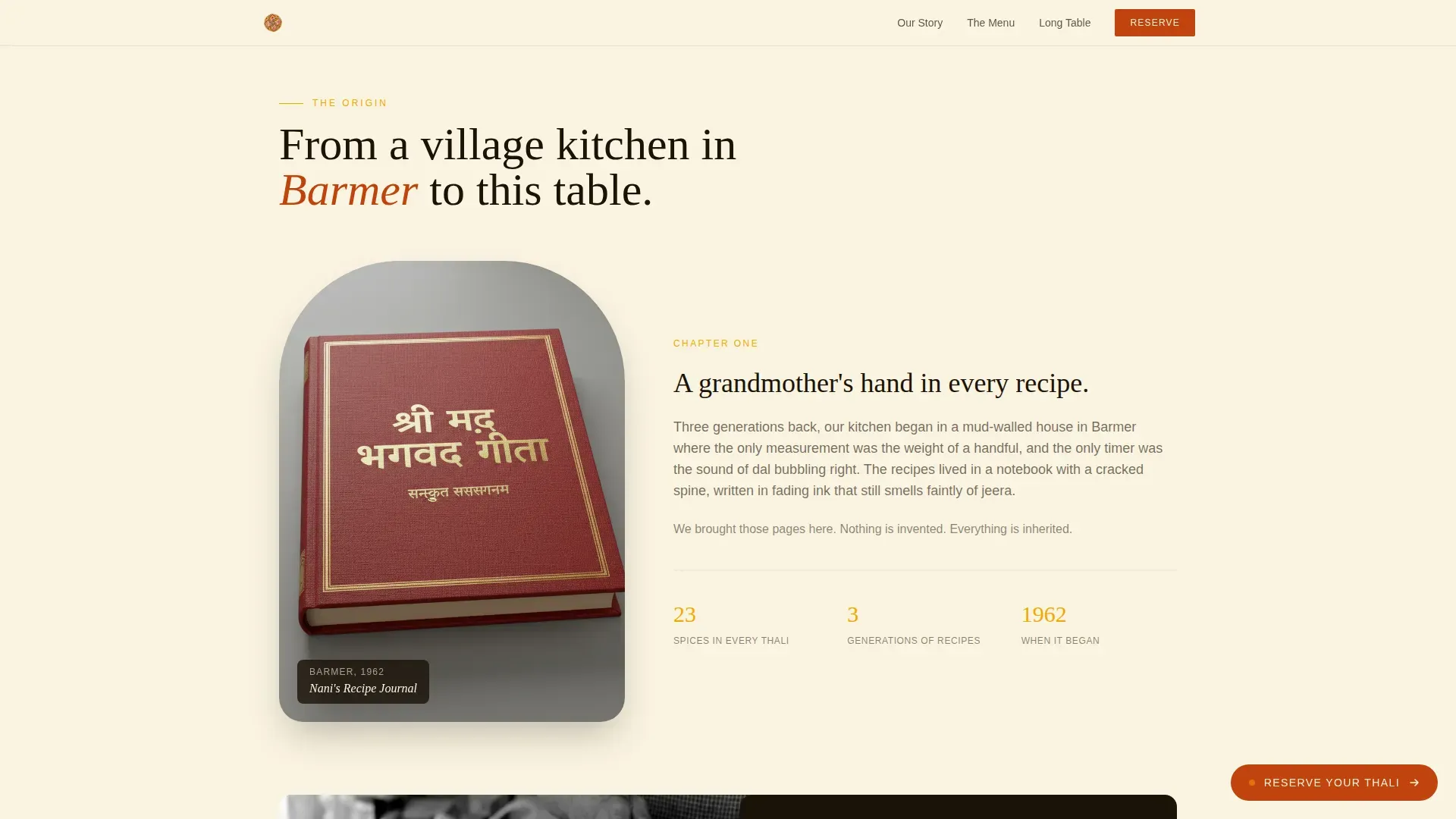 Rajasthani Restaurant Reservation Landing Page Template