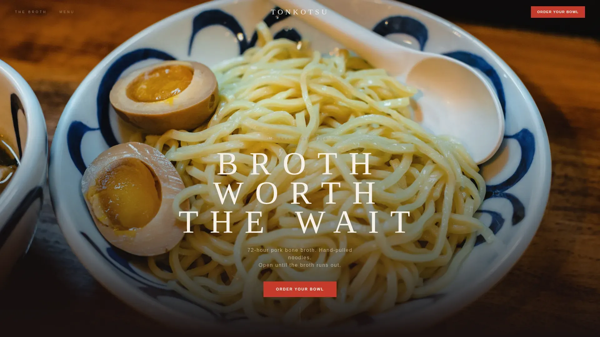 Luxe Minimal Ramen Restaurant Landing Page Template