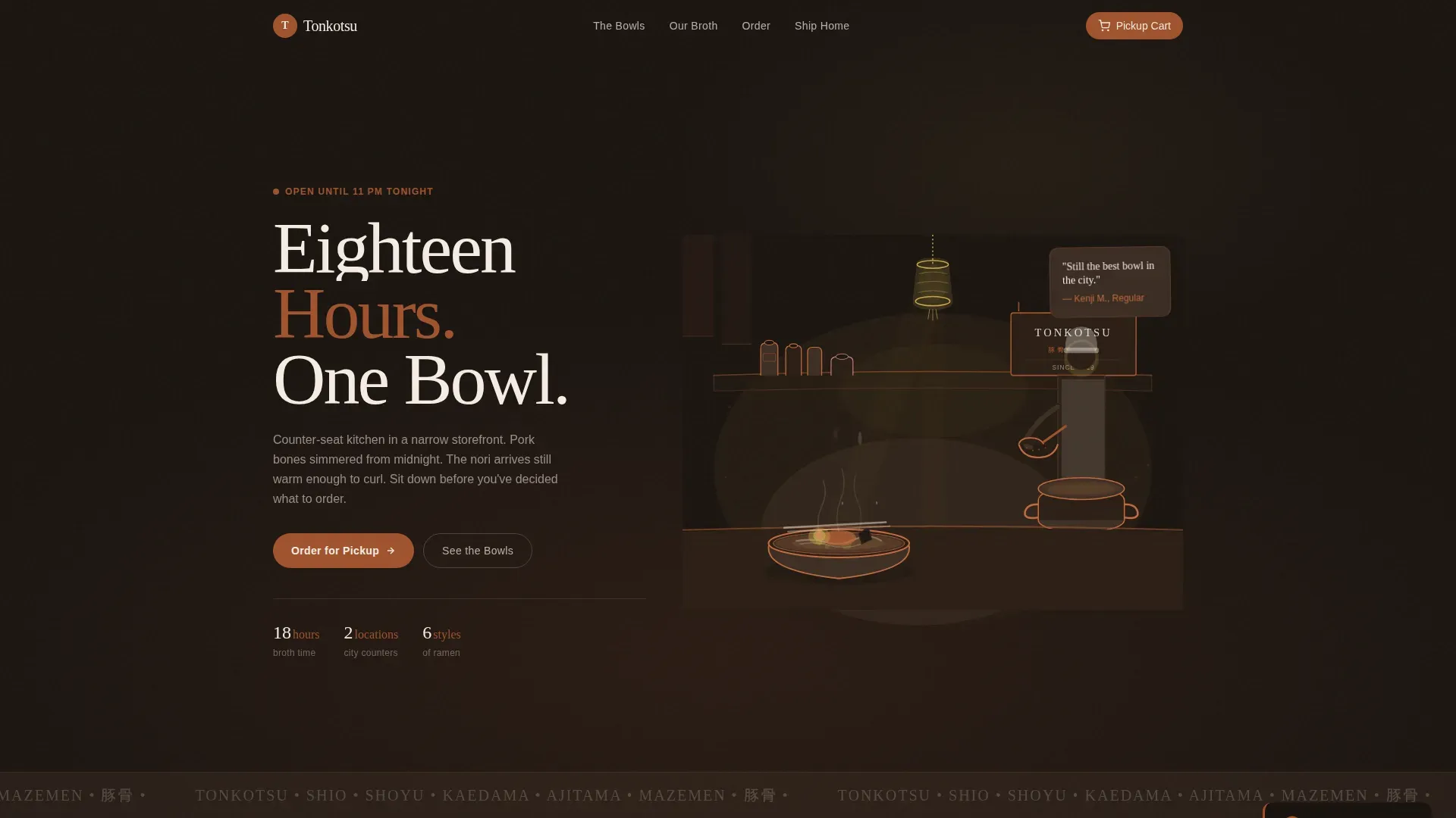 Warm Artisan Ramen Shop Landing Page Template