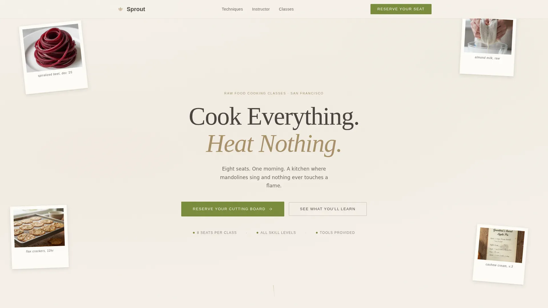 Warm Artisan Raw Food Brand Landing Page Template