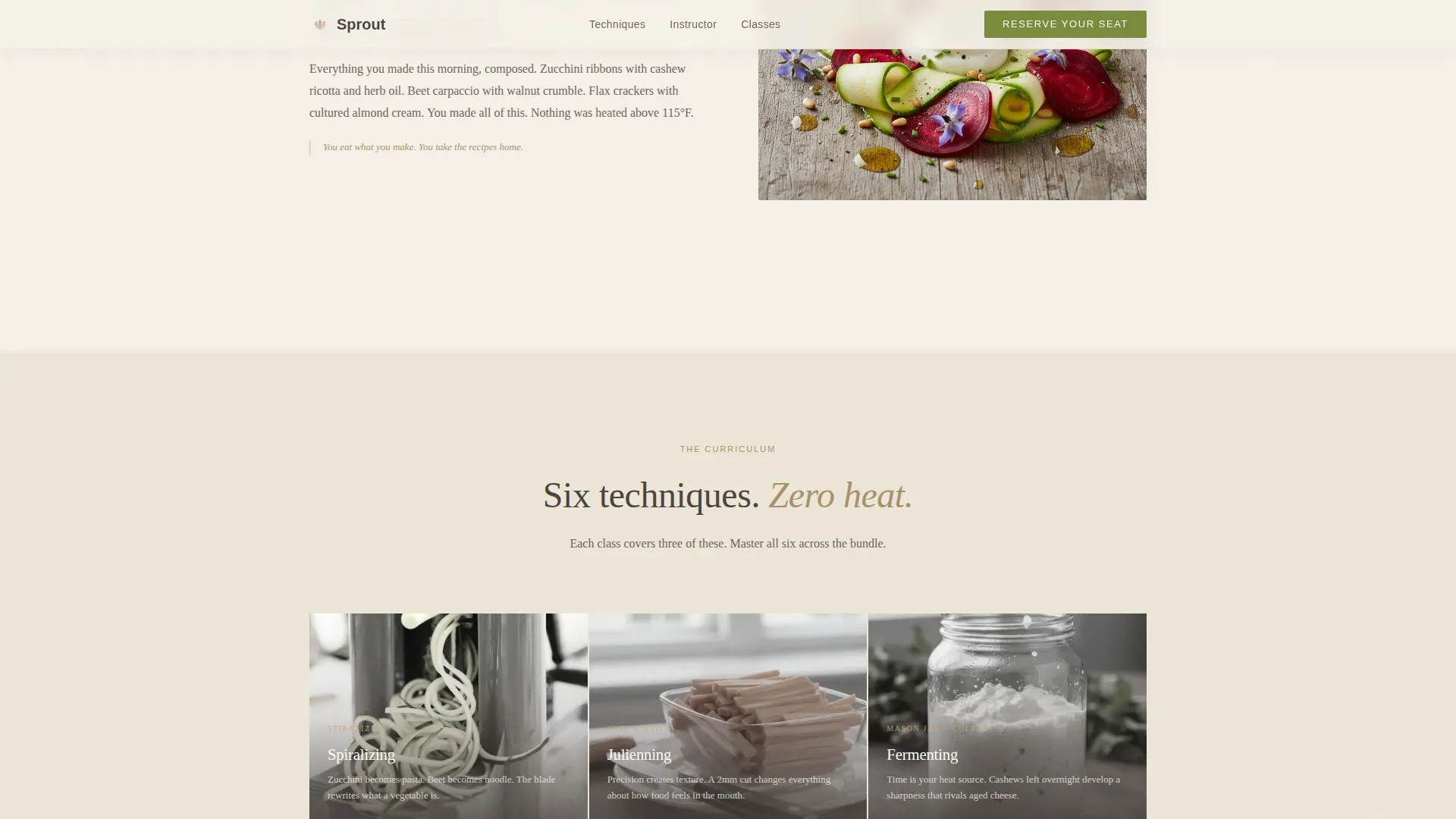 Warm Artisan Raw Food Brand Landing Page Template